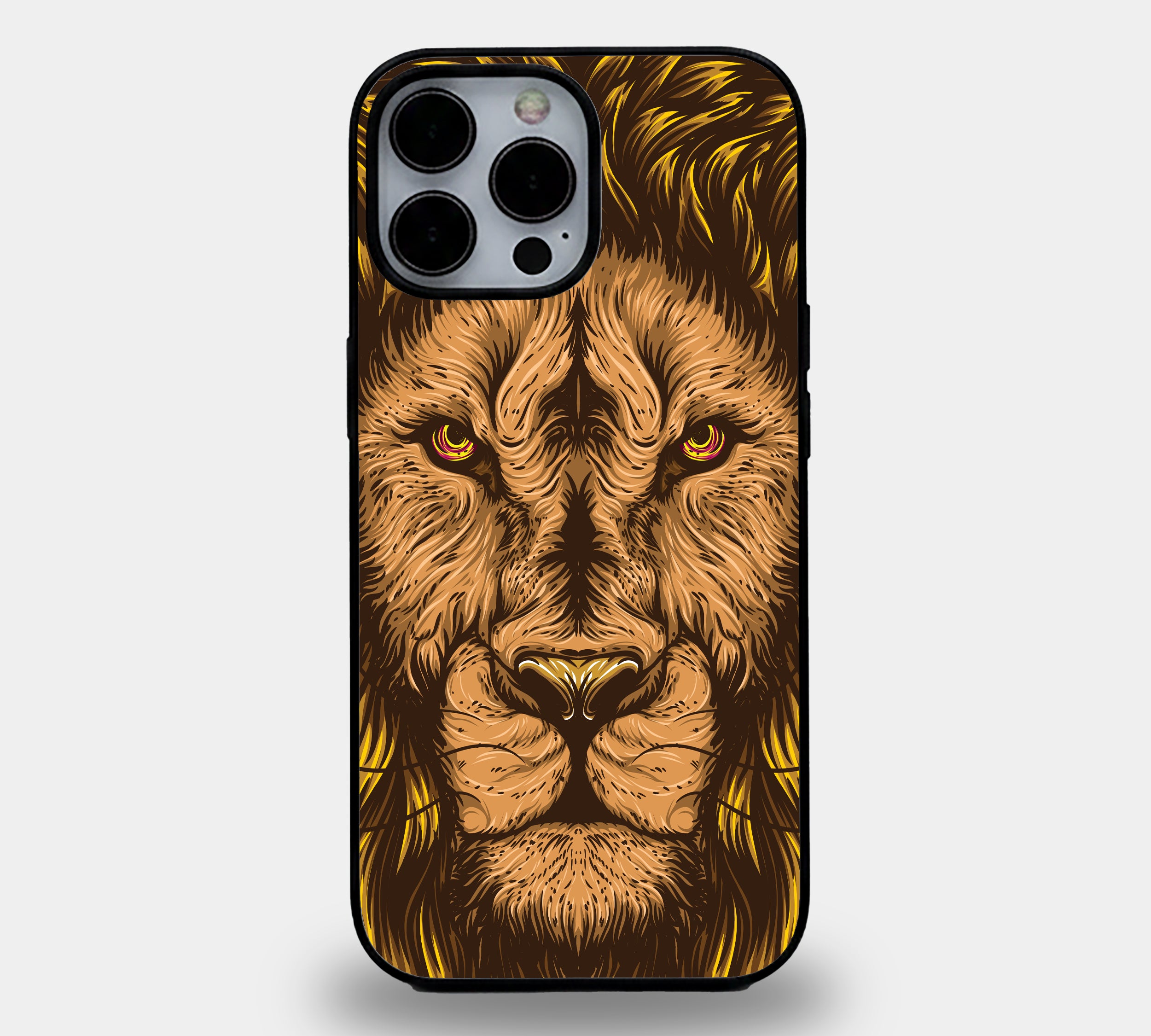 Golden Fierce Lion King | Premium Glass iPhone Mobile Cover Case