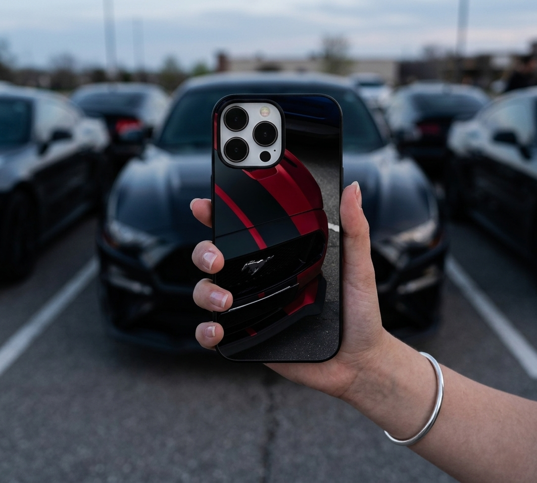 Matte Red Mustang Stripes