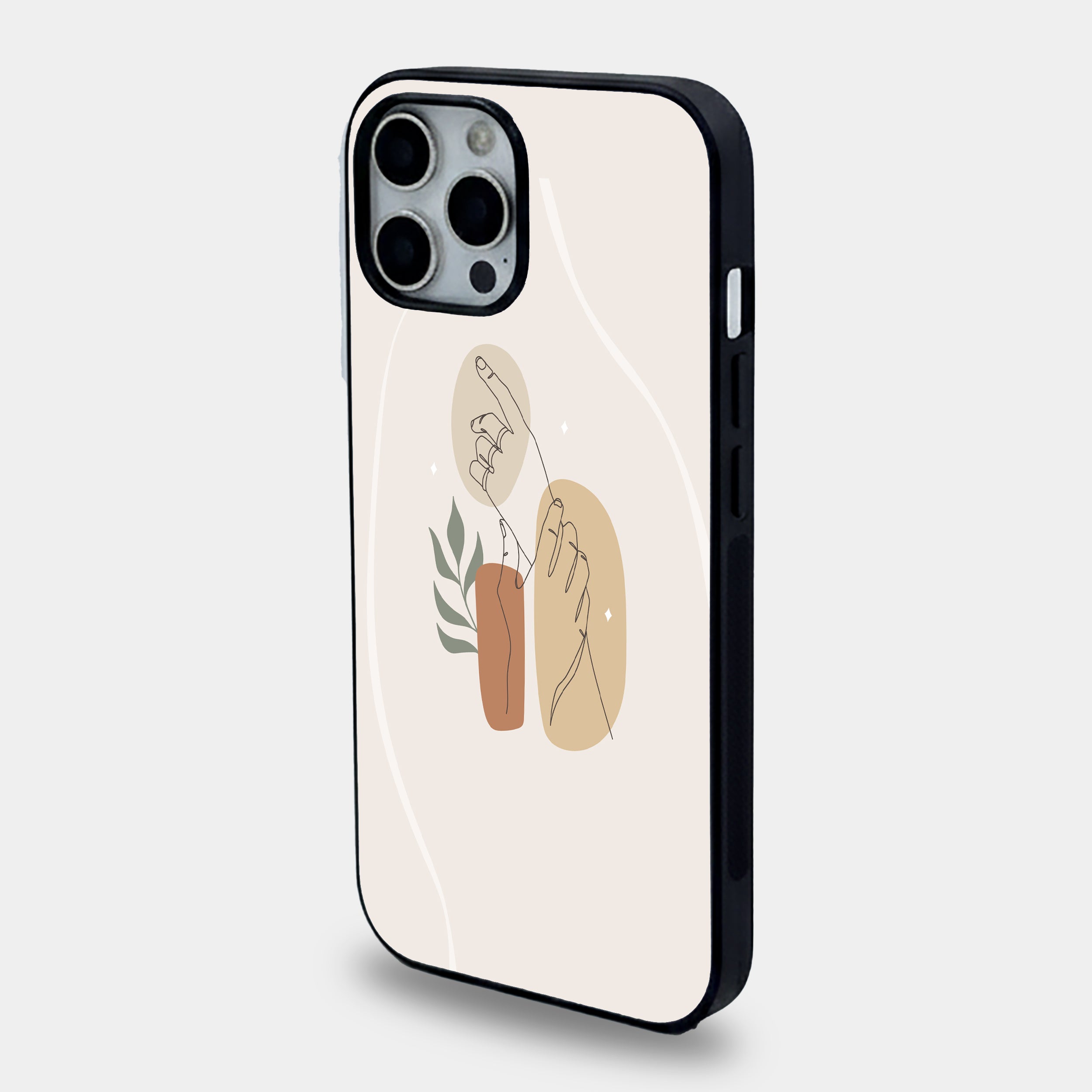 Minimalist Line Art Hands | Premium Glass iPhone & Samsung Mobile Cover Case