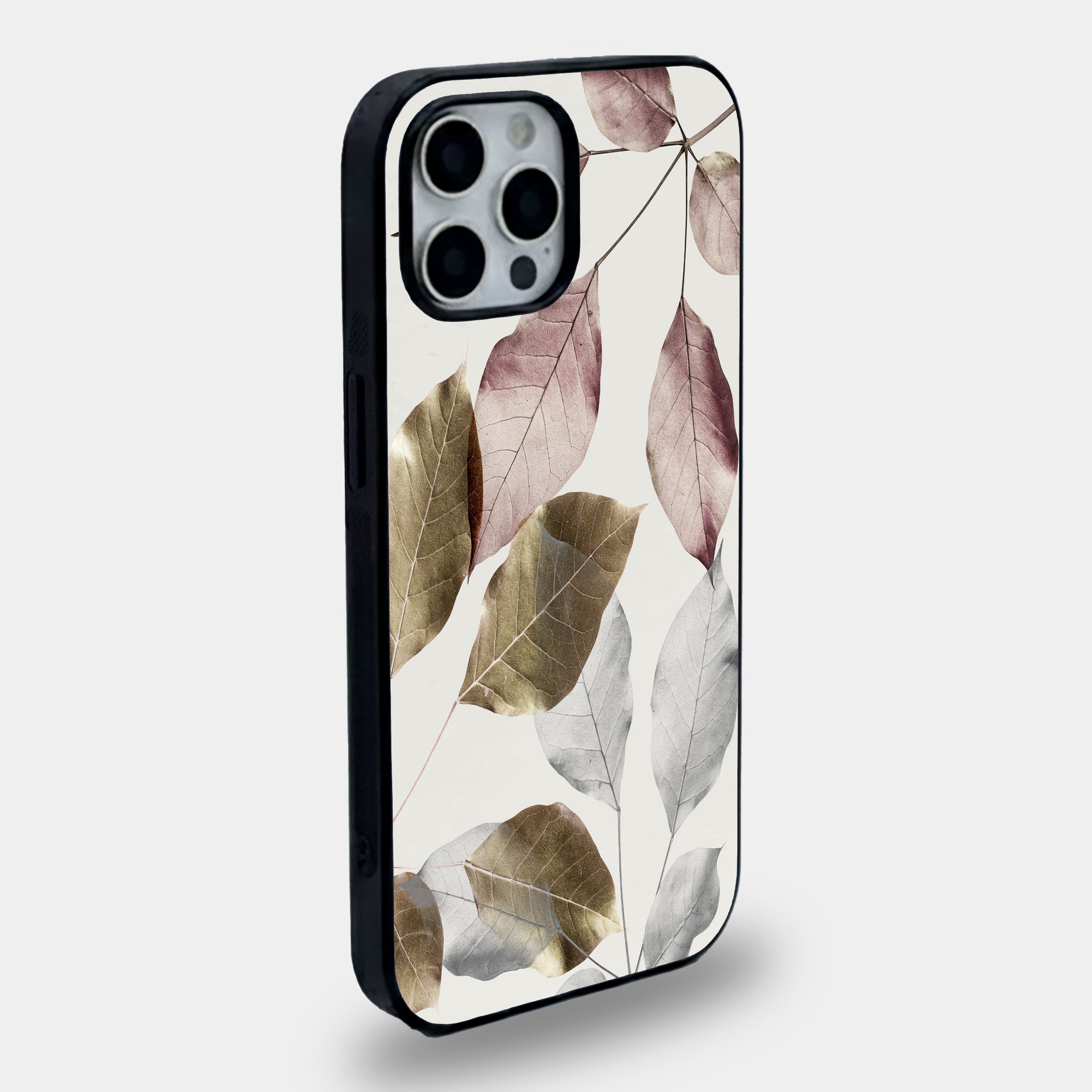 Gilded Leaves Metallic Abstract | Premium Glass iPhone Mobile Cover Case