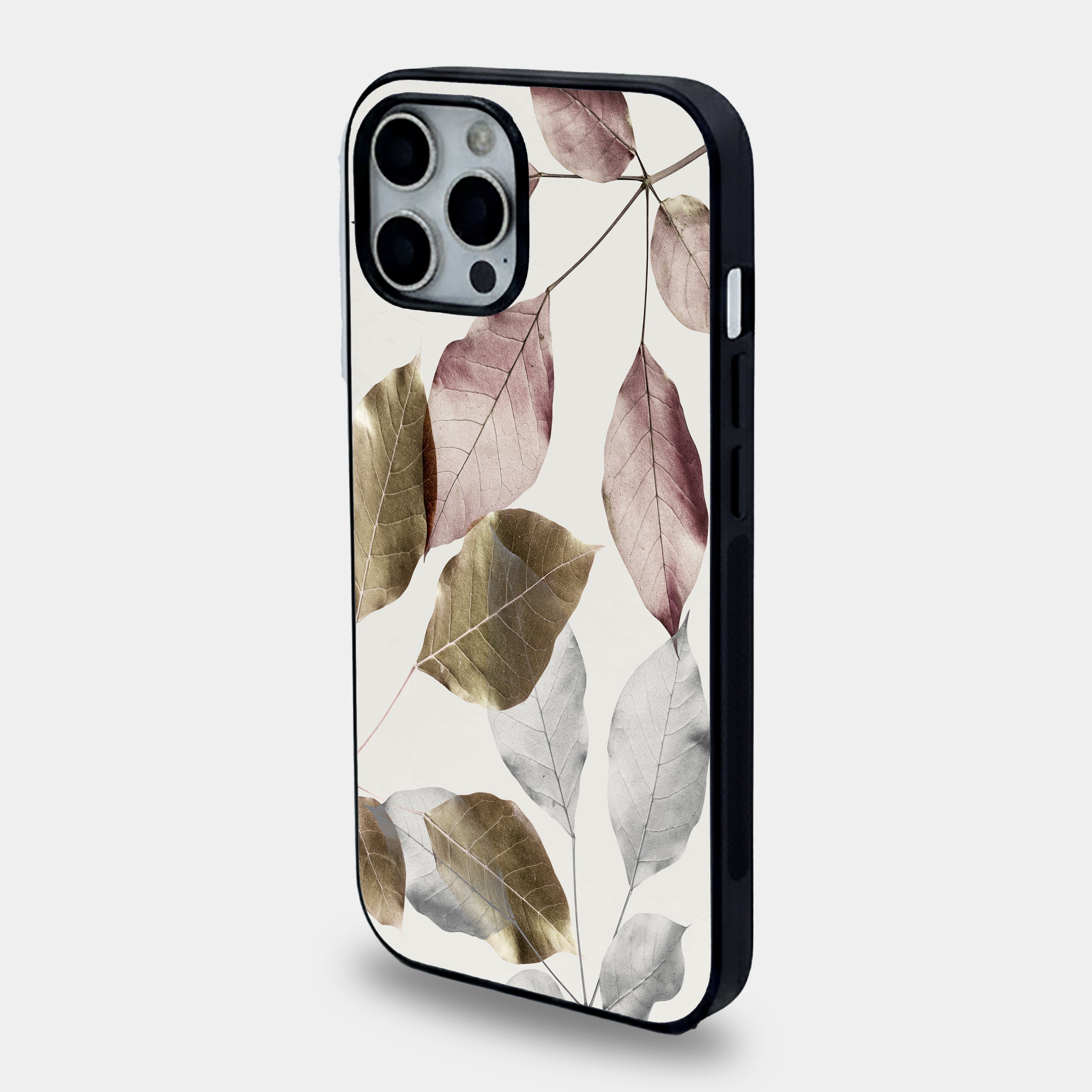 Gilded Leaves Metallic Abstract | Premium Glass iPhone Mobile Cover Case
