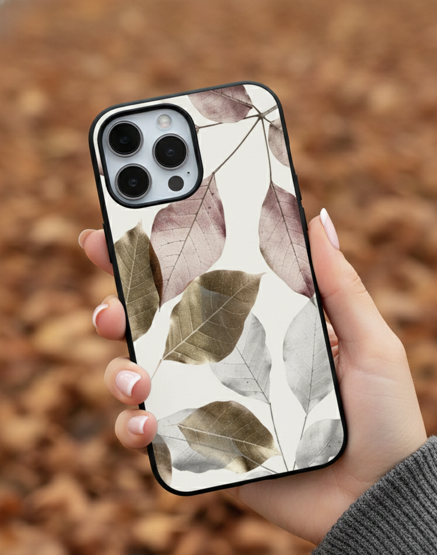 Gilded Leaves Metallic Abstract | Premium Glass iPhone Mobile Cover Case