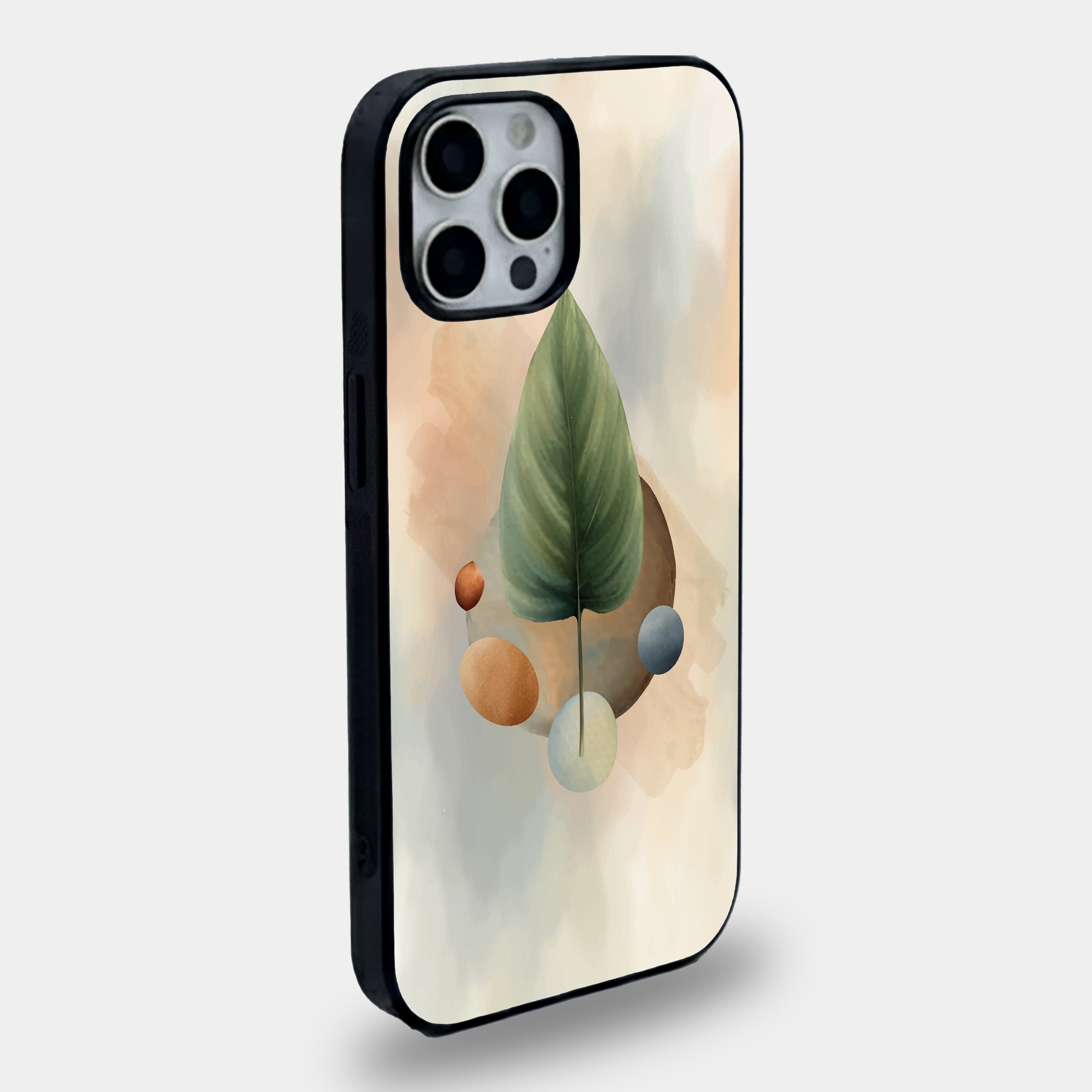 Artistic Solitary Terra Leaf | Premium Glass iPhone Mobile Cover Case