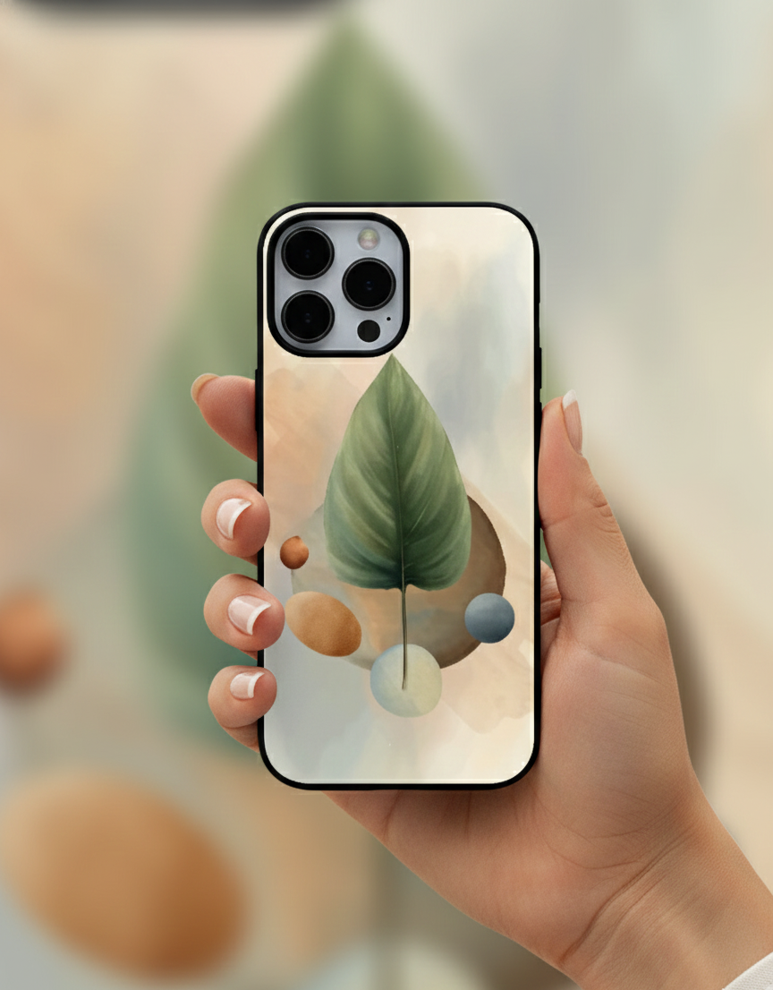 Artistic Solitary Terra Leaf | Premium Glass iPhone Mobile Cover Case