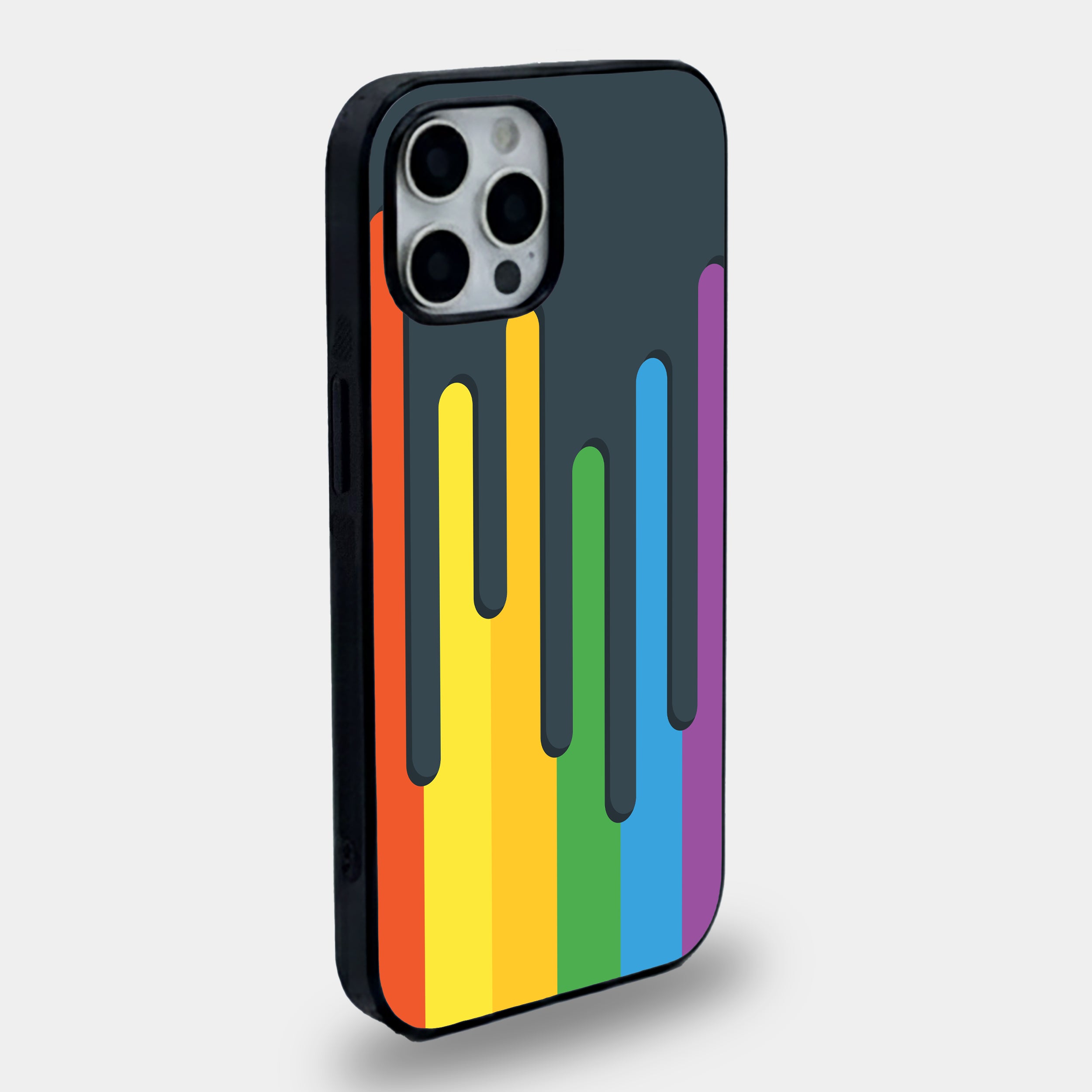 Rainbow Paint Drip Design | Premium Glass iPhone Mobile Cover Case