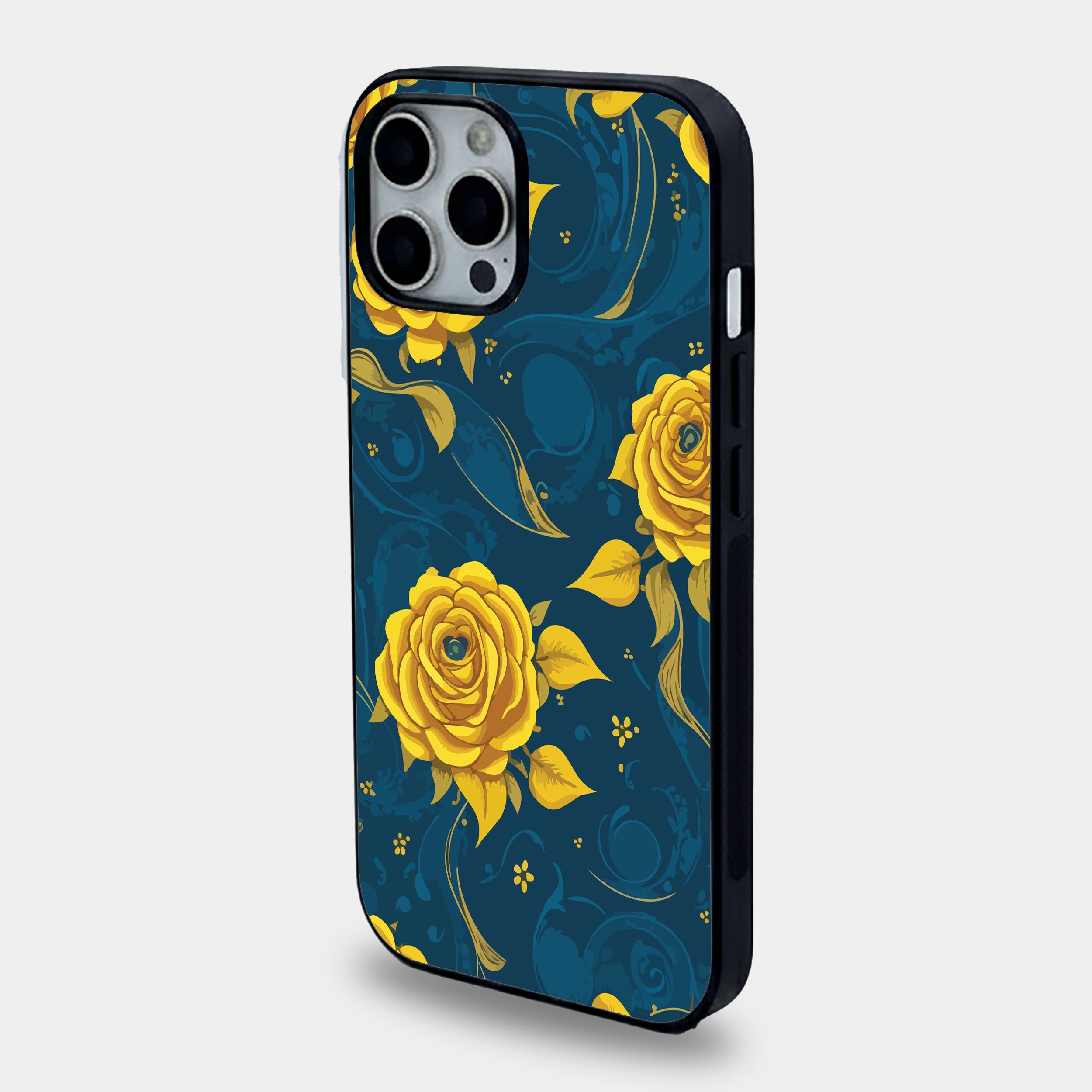 Golden Rose Pattern | Premium Glass iPhone Mobile Cover Case