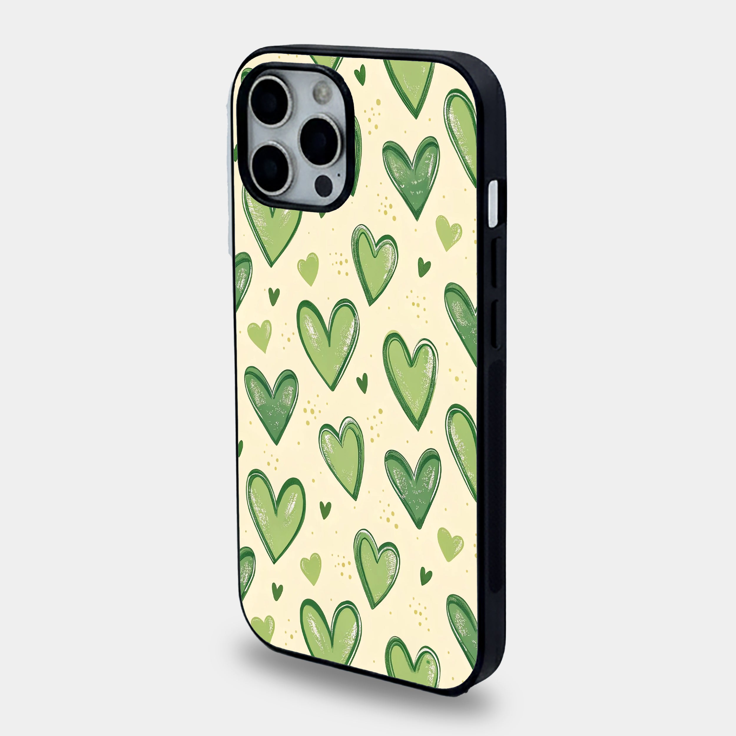 Sage Green Heart Aesthetic | Premium Glass iPhone & Samsung Mobile Cover Case