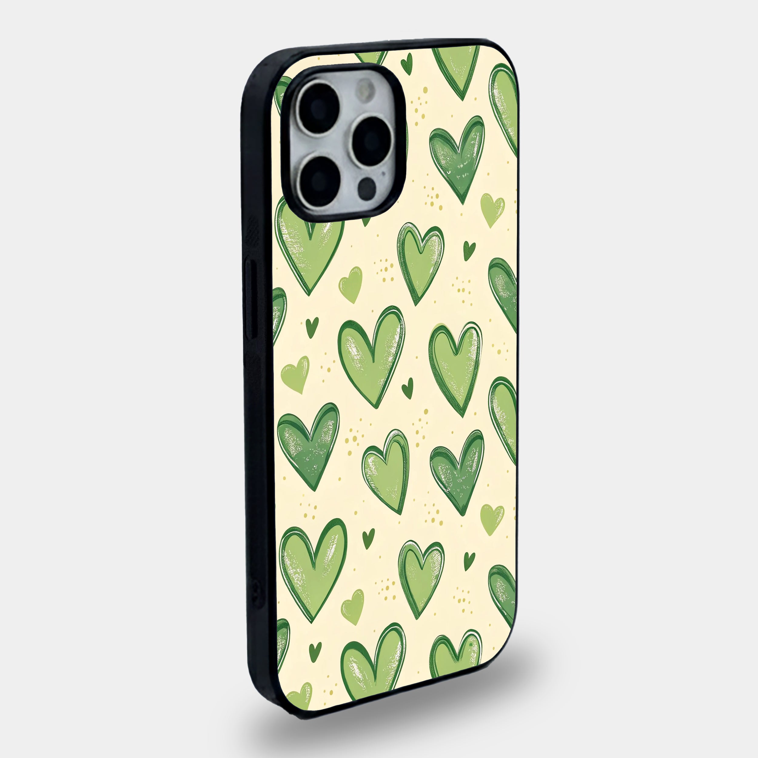 Sage Green Heart Aesthetic | Premium Glass iPhone & Samsung Mobile Cover Case