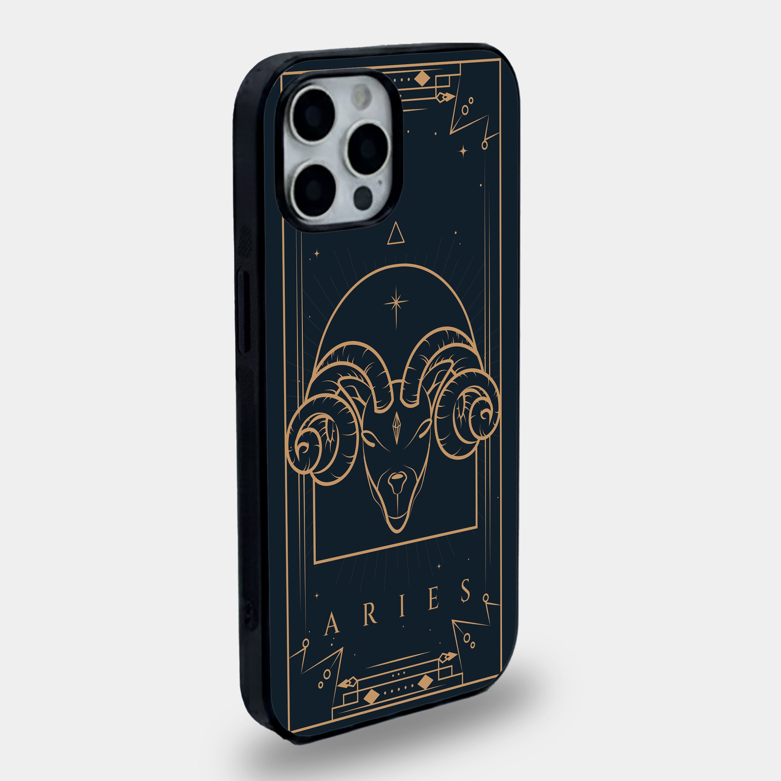 Mystical Aries Ram Portrait | Premium Glass iPhone Mobile Cover Case