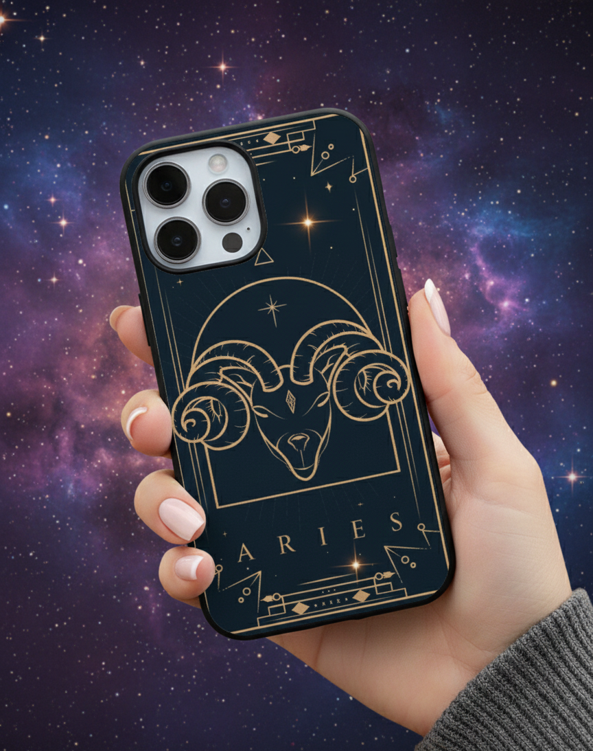 Mystical Aries Ram Portrait | Premium Glass iPhone Mobile Cover Case