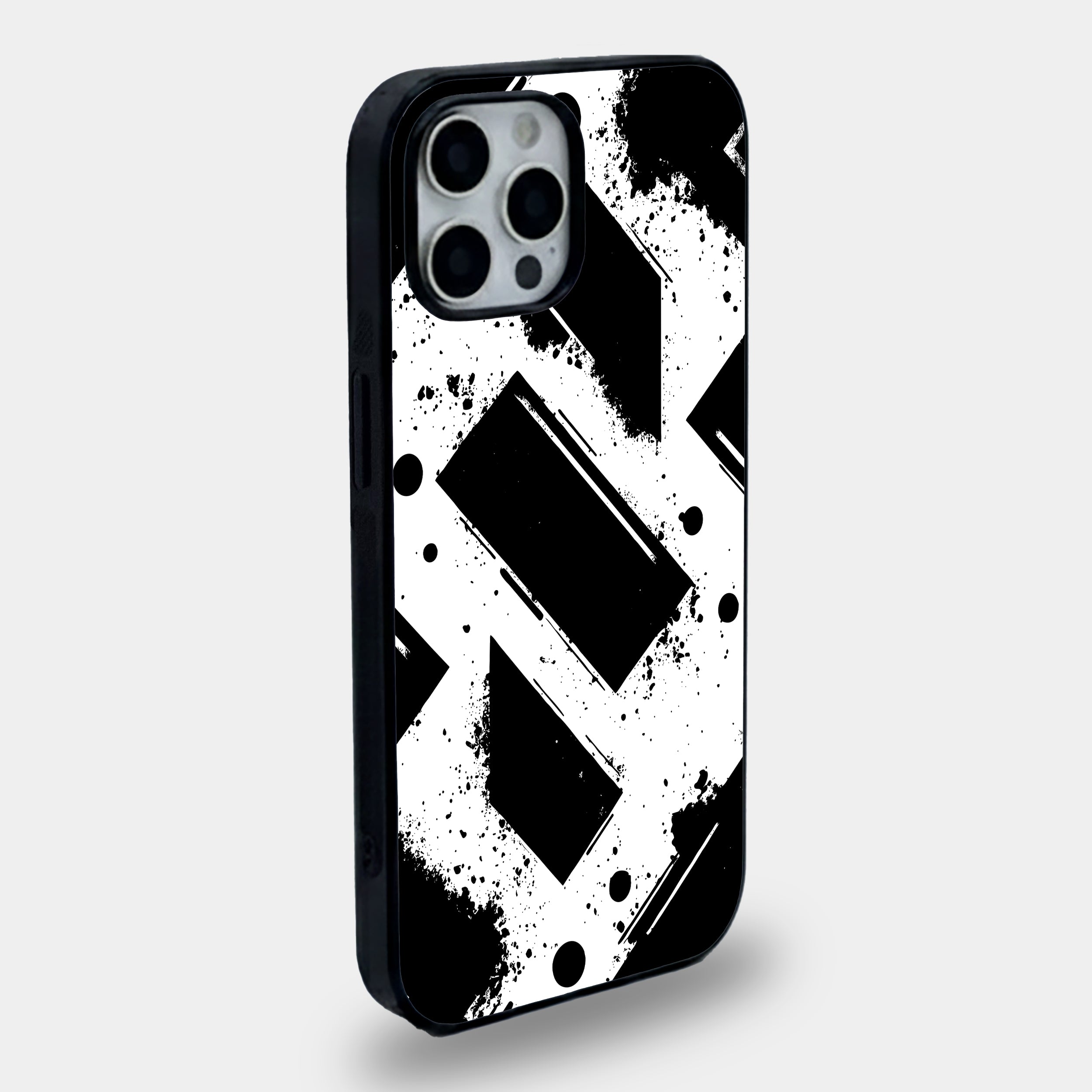 Monochrome Urban Grunge Abstract Geometric | Premium Glass iPhone Mobile Cover Case