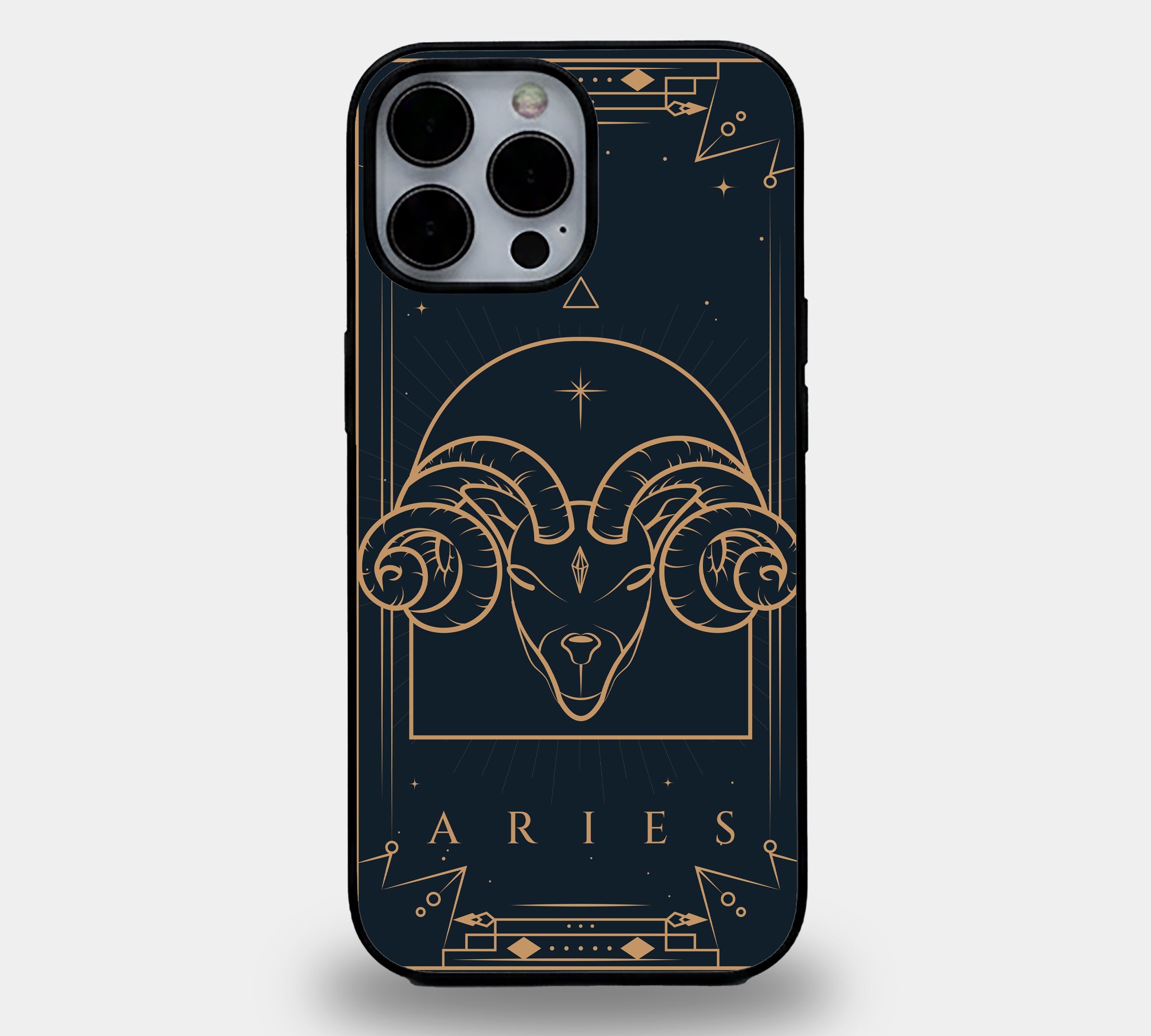 Mystical Aries Ram Portrait | Premium Glass iPhone Mobile Cover Case