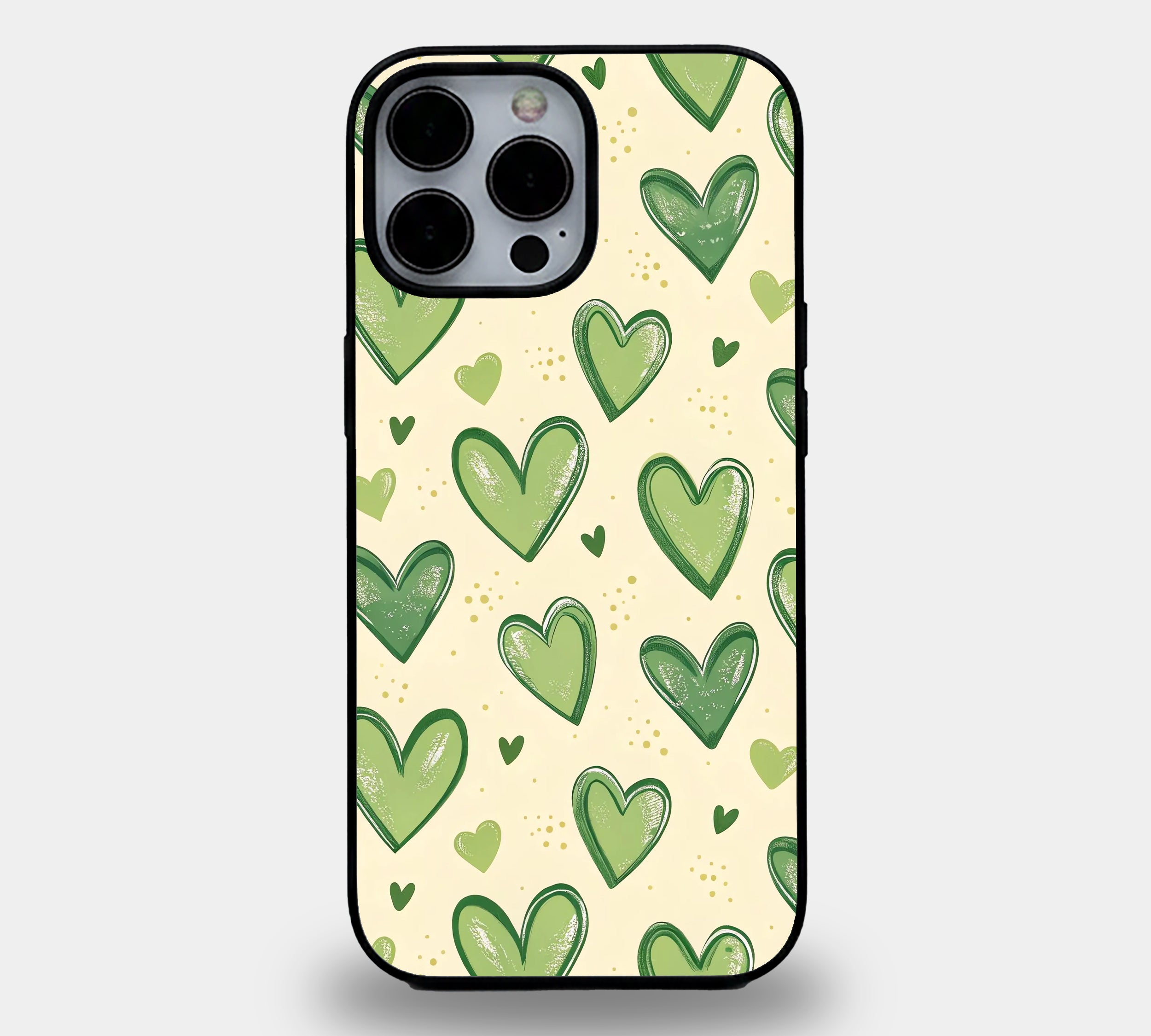 Sage Green Heart Aesthetic | Premium Glass iPhone & Samsung Mobile Cover Case