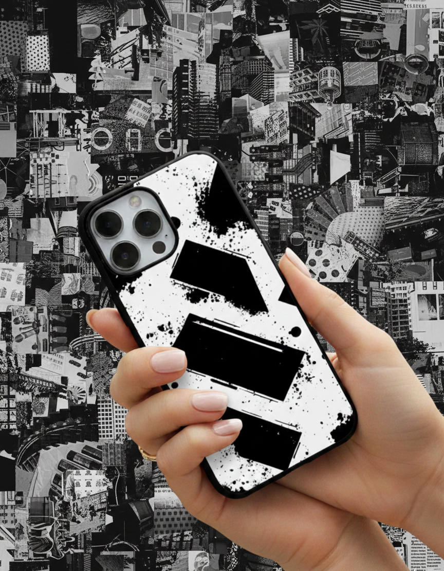 Monochrome Urban Grunge Abstract Geometric | Premium Glass iPhone Mobile Cover Case