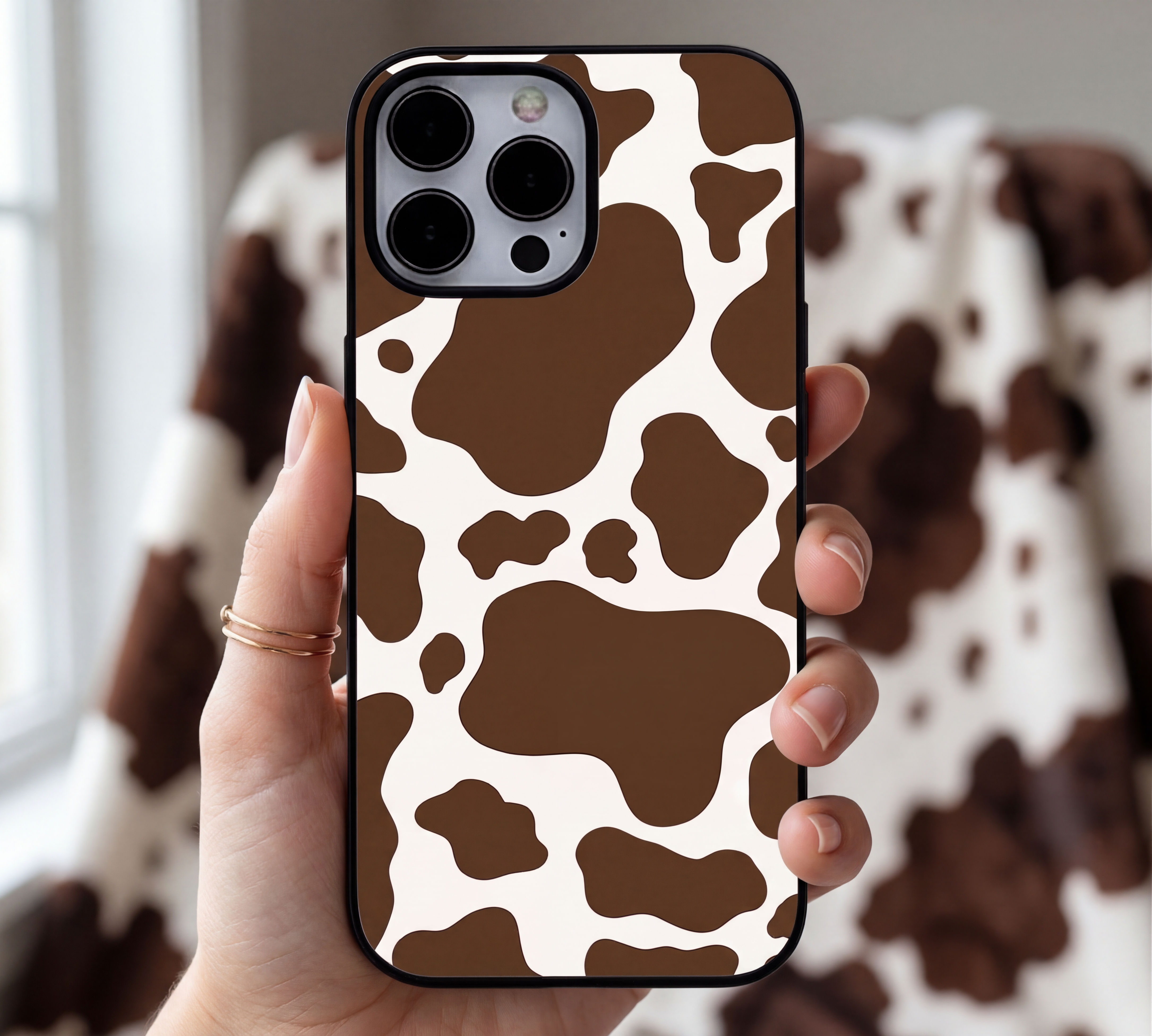 Brown Cow Print | Premium Glass iPhone & Samsung Mobile Cover Case