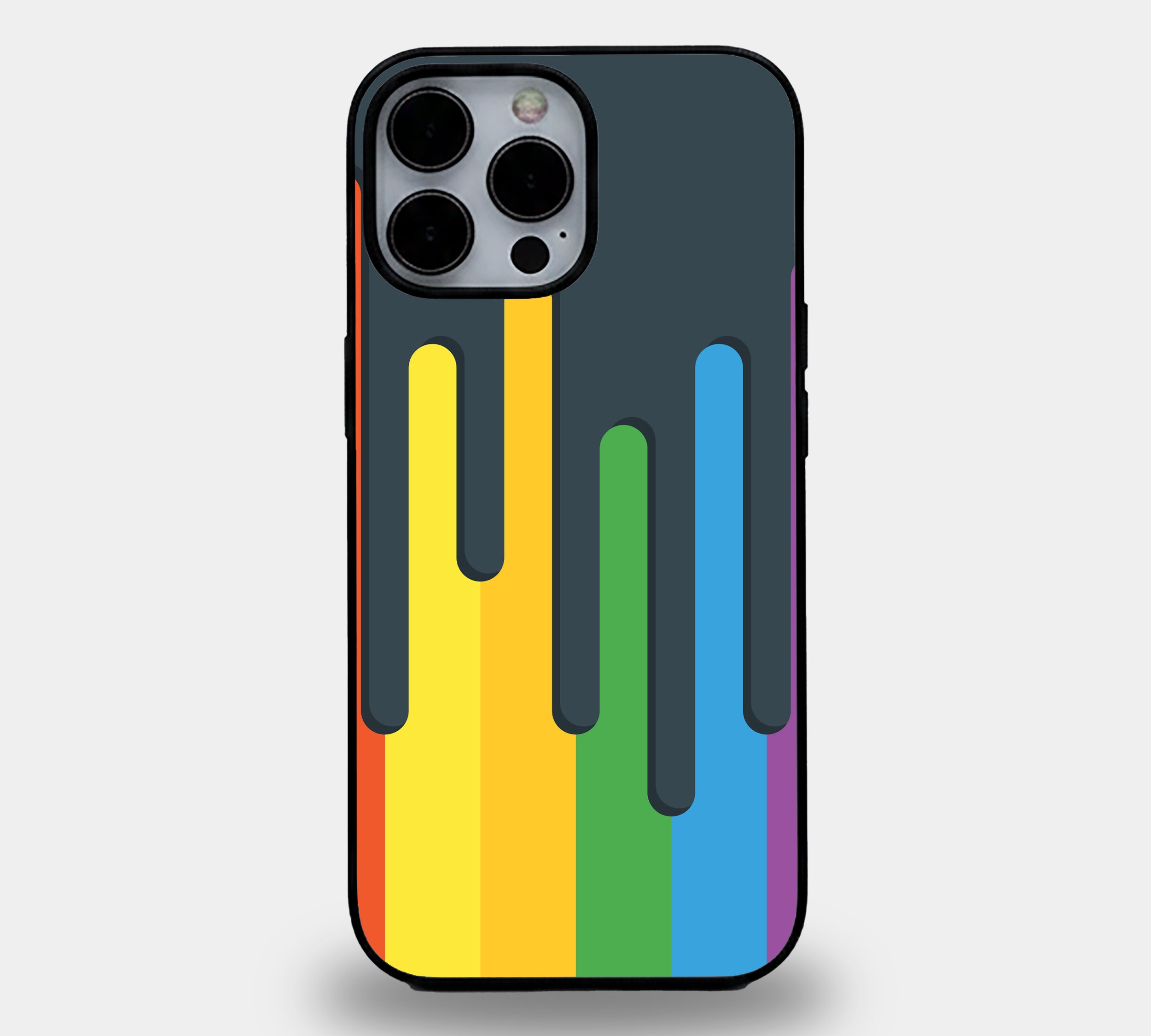 Rainbow Paint Drip Design | Premium Glass iPhone Mobile Cover Case
