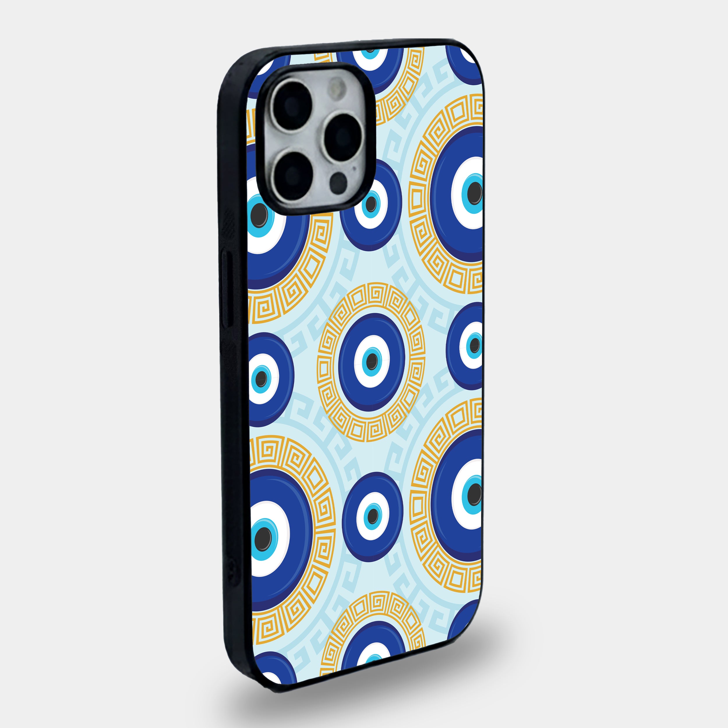 Greek Evil Eye Geometric | Premium Glass iPhone Mobile Cover Case