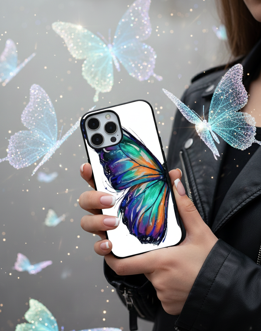 Celestial Butterfly Galaxy Art | Premium Glass iPhone Mobile Cover Case