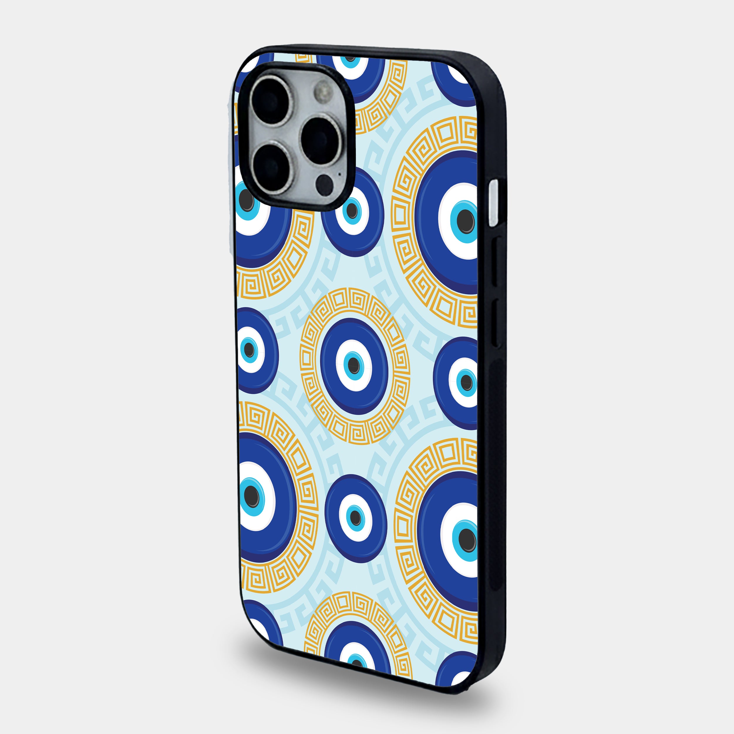 Greek Evil Eye Geometric | Premium Glass iPhone Mobile Cover Case