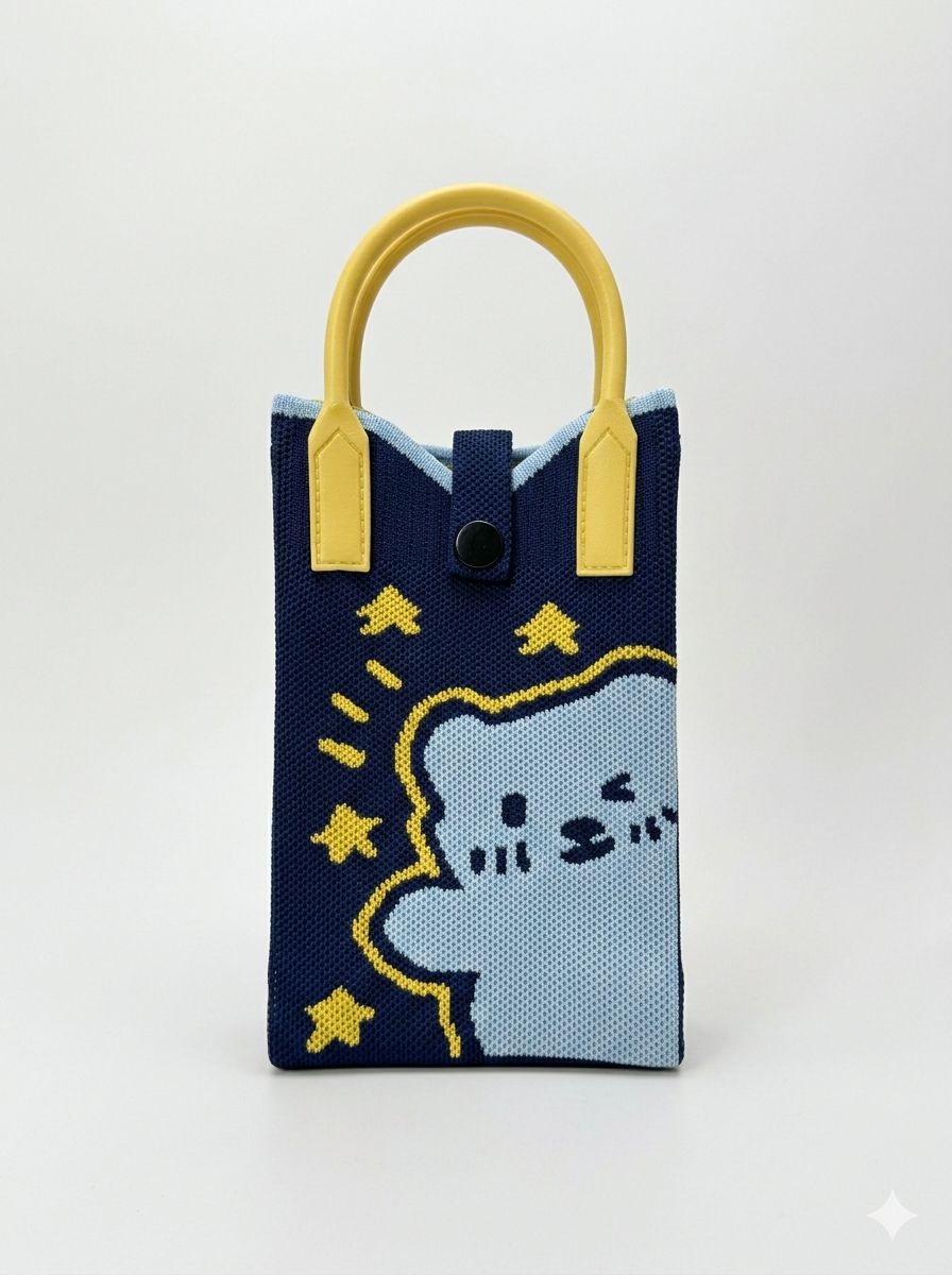 Trendy Crossbody Mobile Sling Bag with Strap & Silicone Handle | Teddy Classic Blue