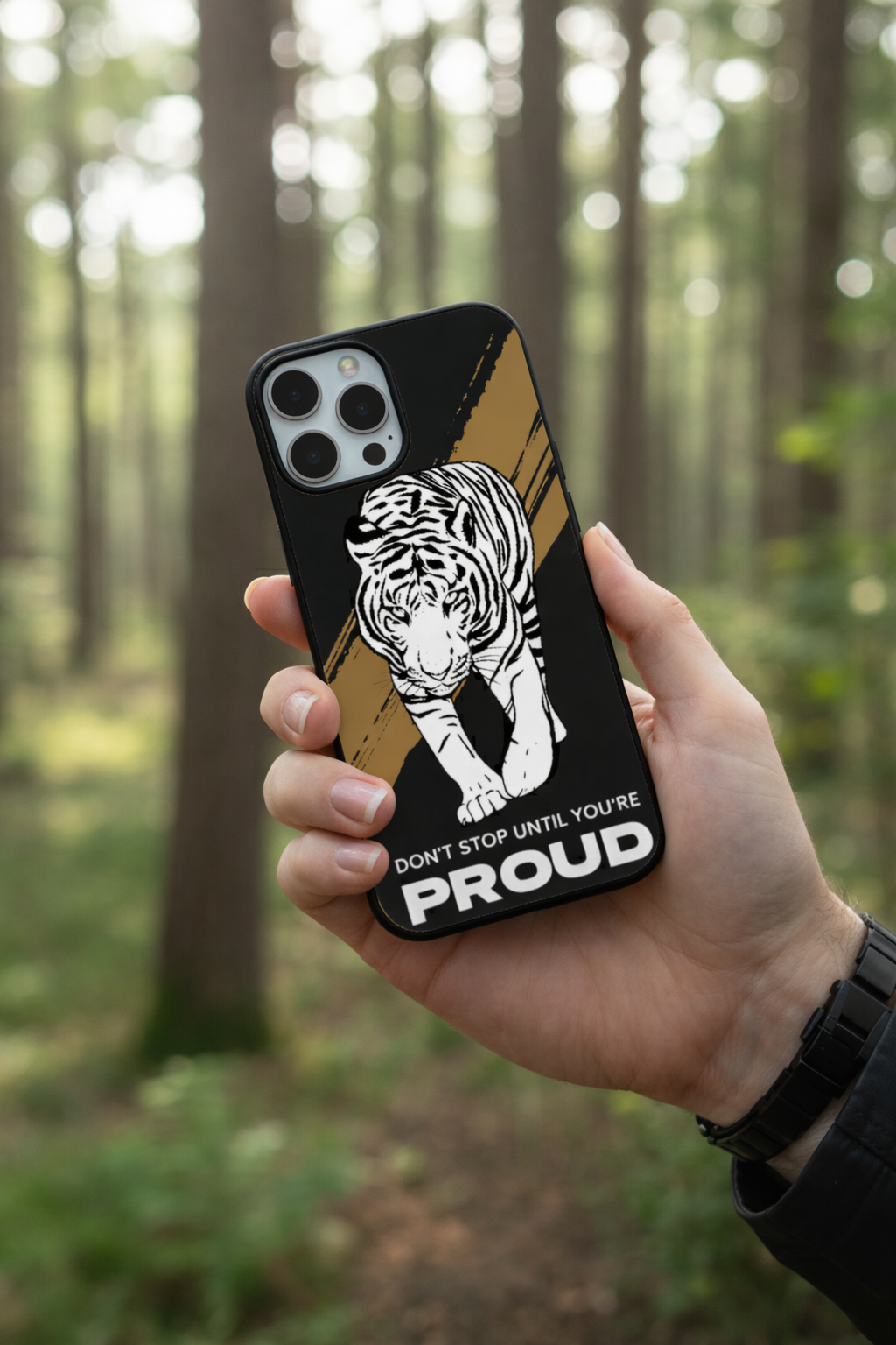 Proud Tiger Motivation | Premium Glass iPhone Mobile Cover Case