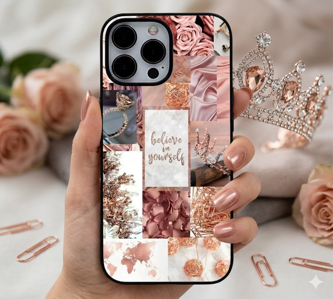"Believe in Yourself" Collage | Premium Glass iPhone & Samsung Mobile Cover Case