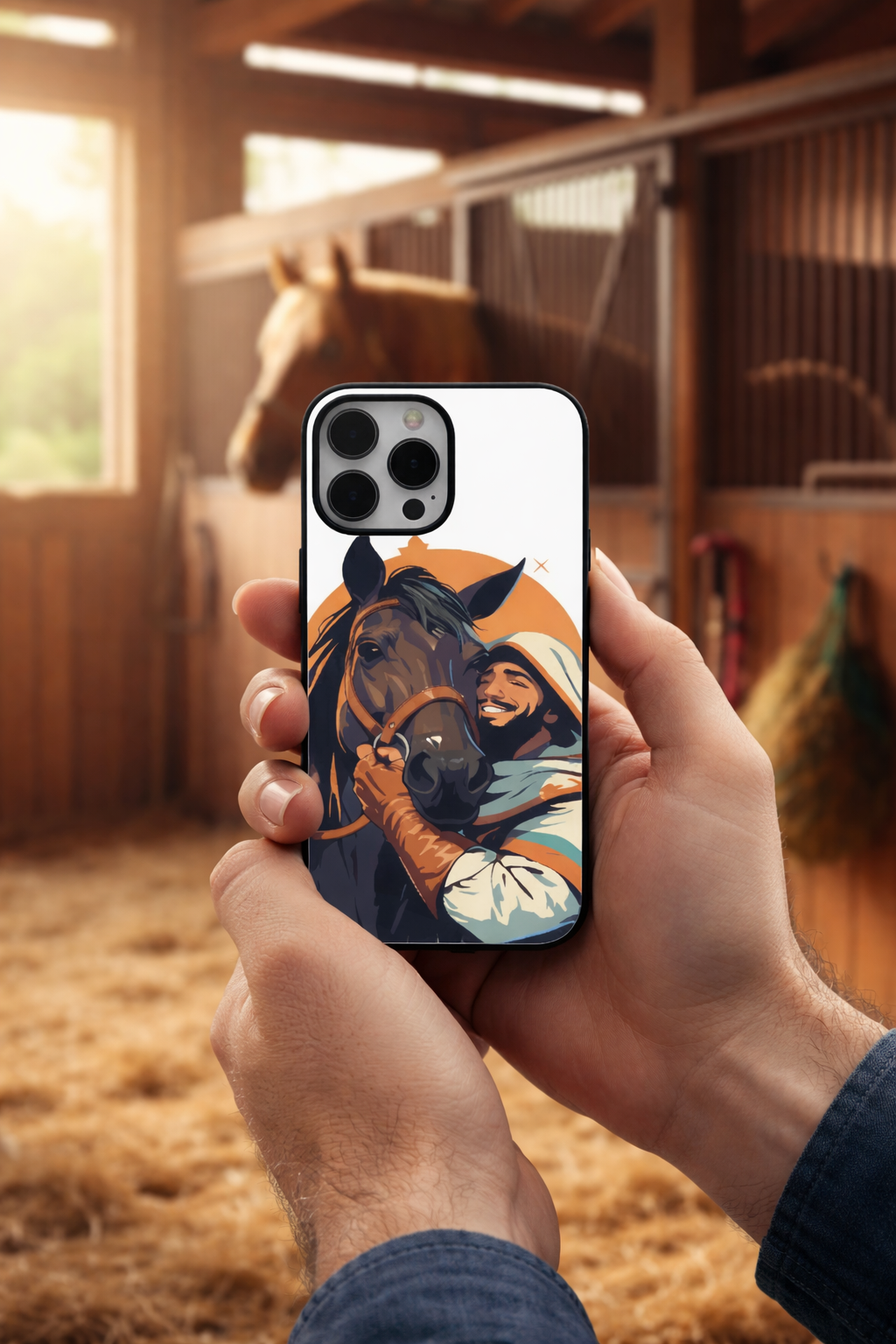 Man & Horse Bond | Premium Glass iPhone & Samsung Mobile Cover Case
