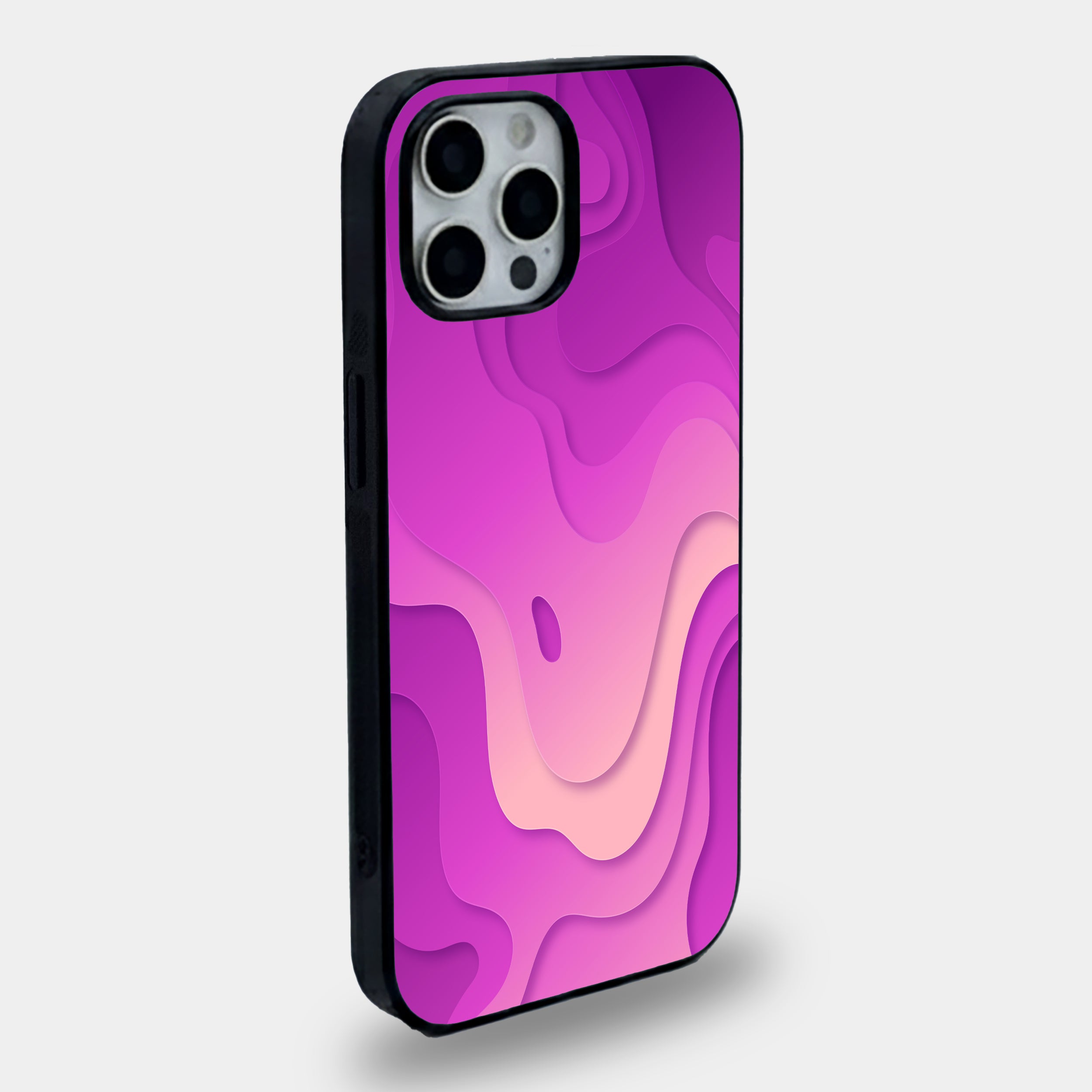 Abstract Purple & Pink Layered | Premium Glass iPhone Mobile Cover Case