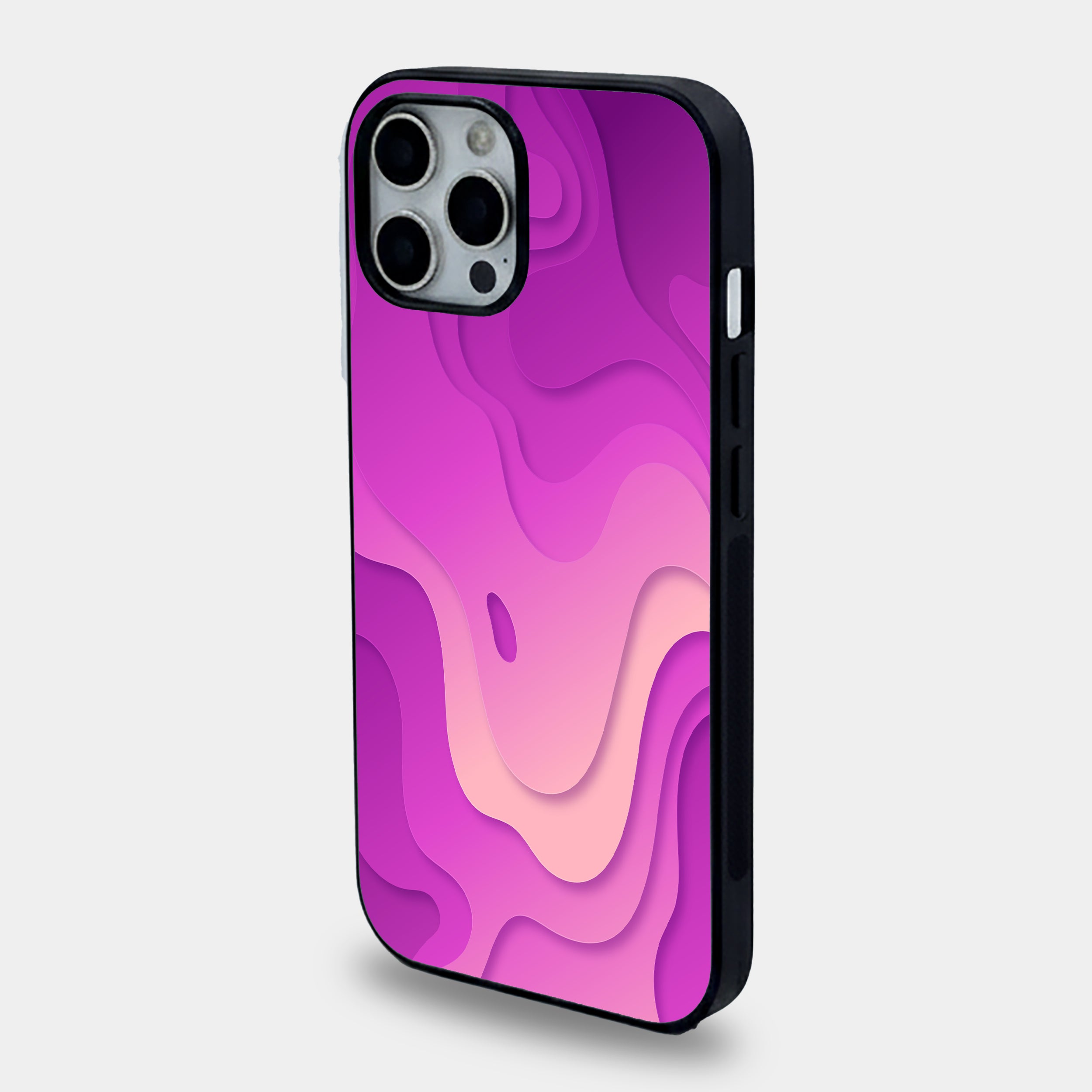 Abstract Purple & Pink Layered | Premium Glass iPhone Mobile Cover Case