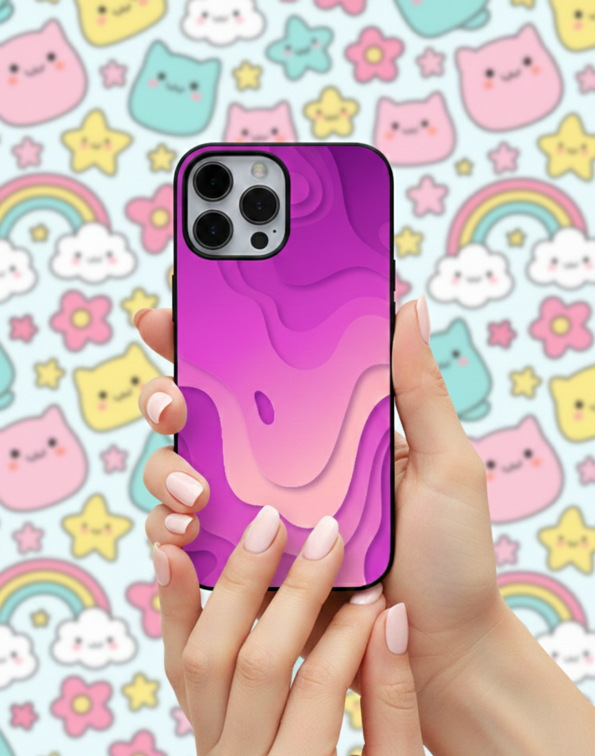 Abstract Purple & Pink Layered | Premium Glass iPhone Mobile Cover Case