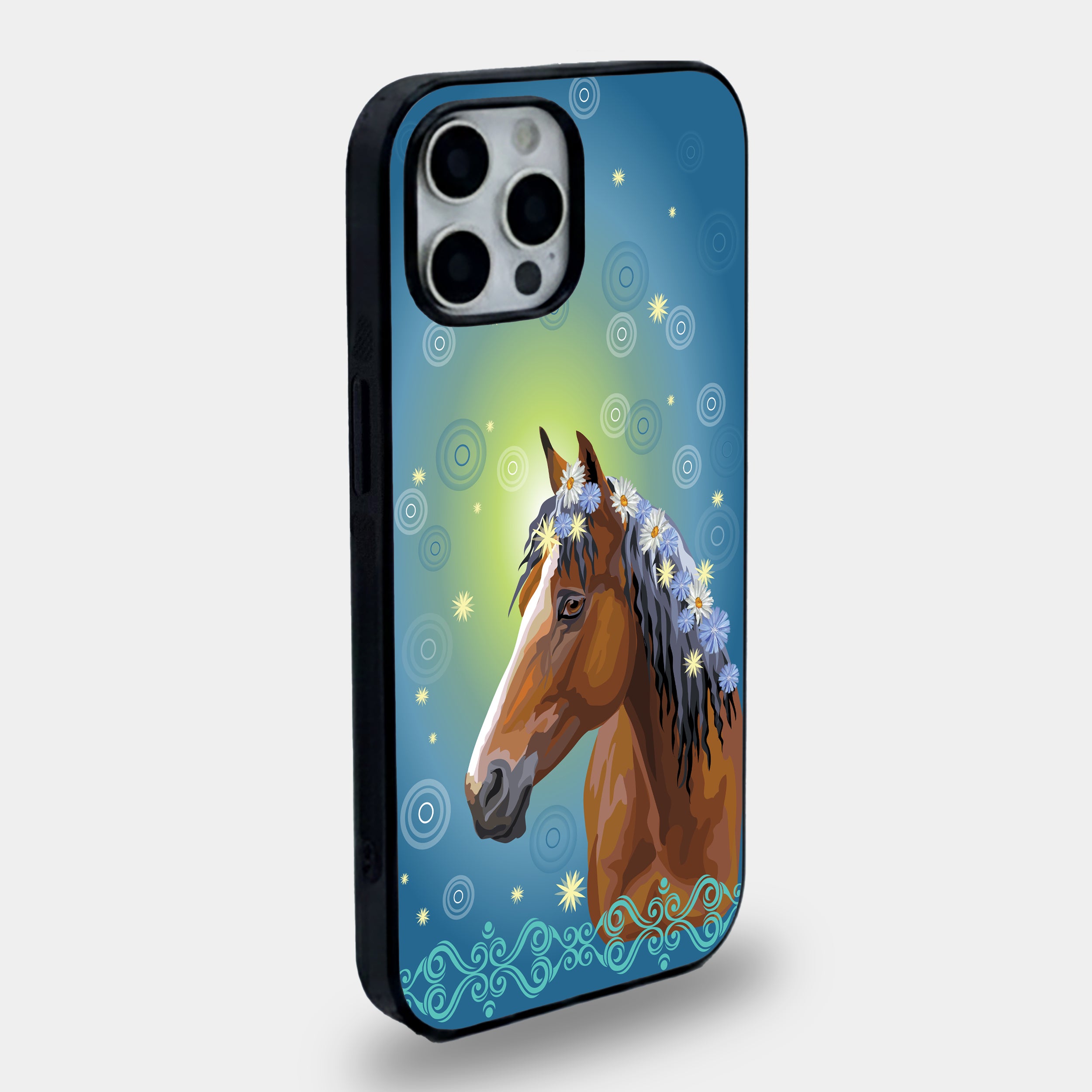 Boho Floral Horse | Premium Glass iPhone Mobile Cover Case