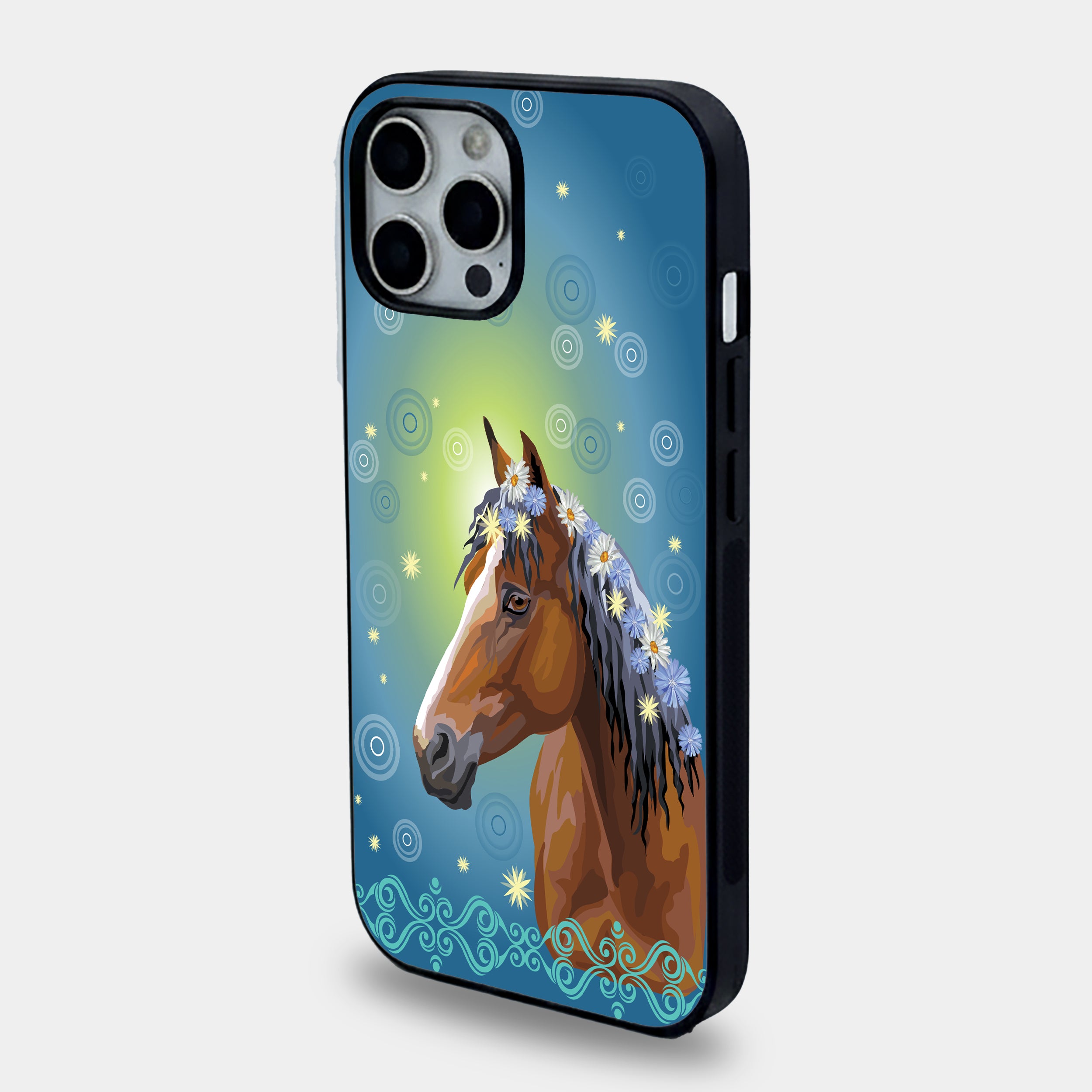 Boho Floral Horse | Premium Glass iPhone Mobile Cover Case