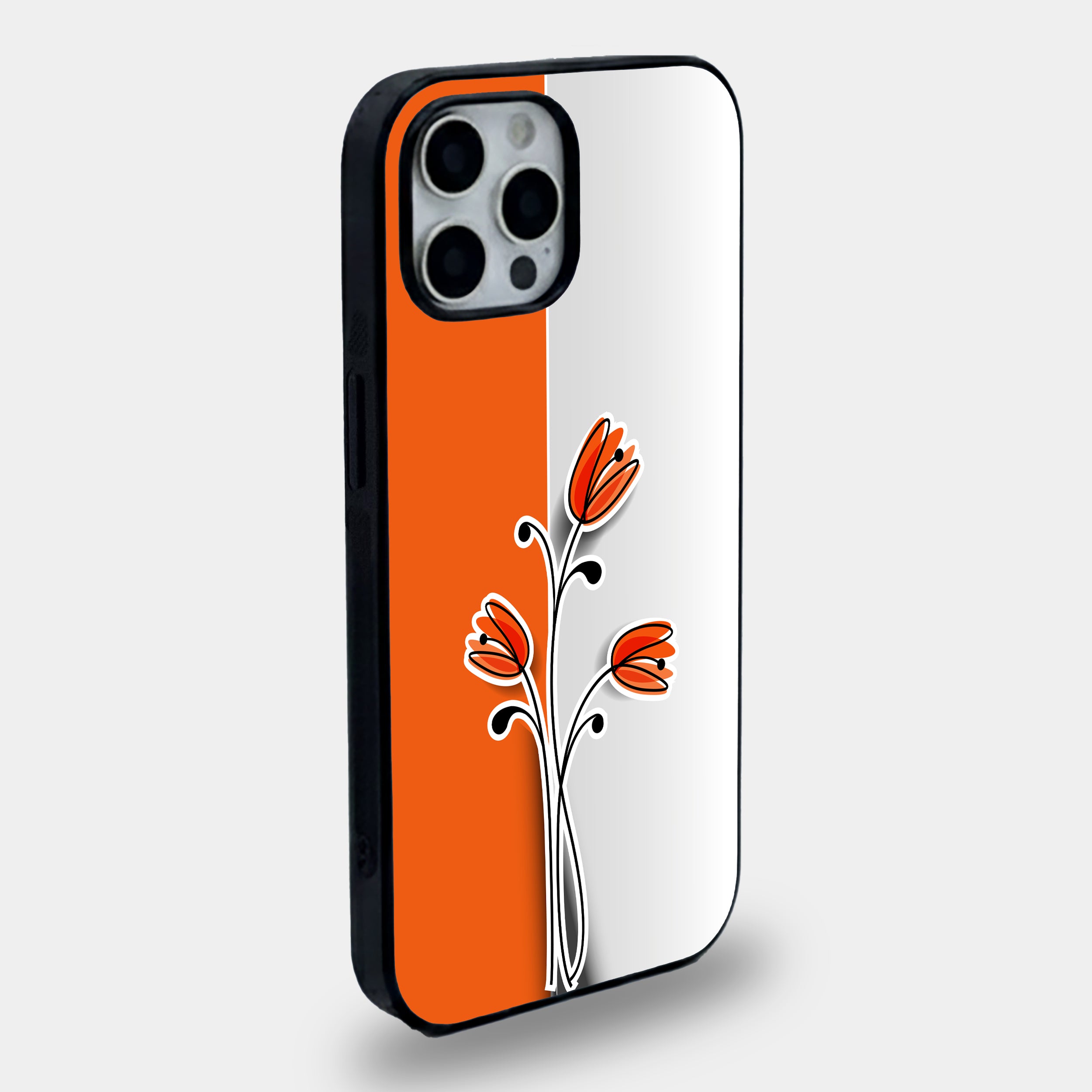 Crimson Bloom Split Floral | Premium Glass iPhone Mobile Cover Case