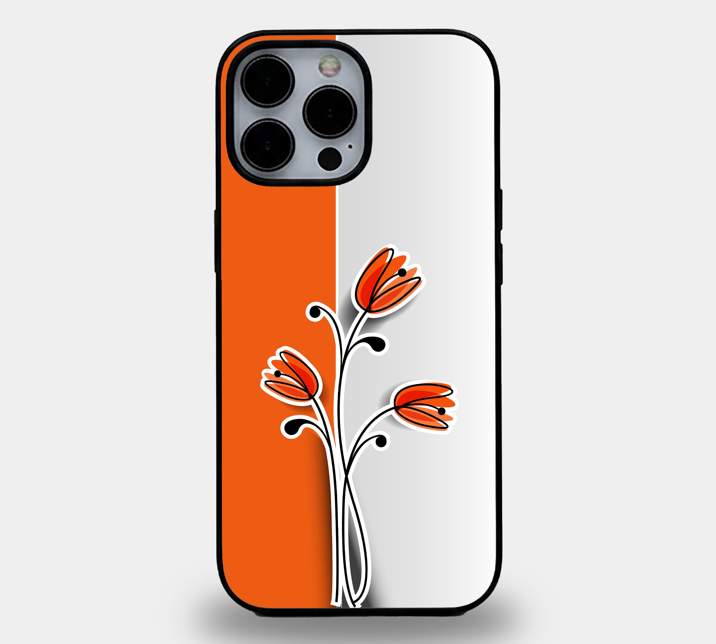 Crimson Bloom Split Floral | Premium Glass iPhone Mobile Cover Case