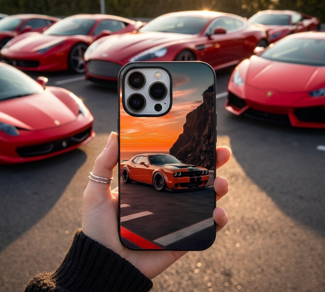 Orange Dodge Challenger Sunset Case