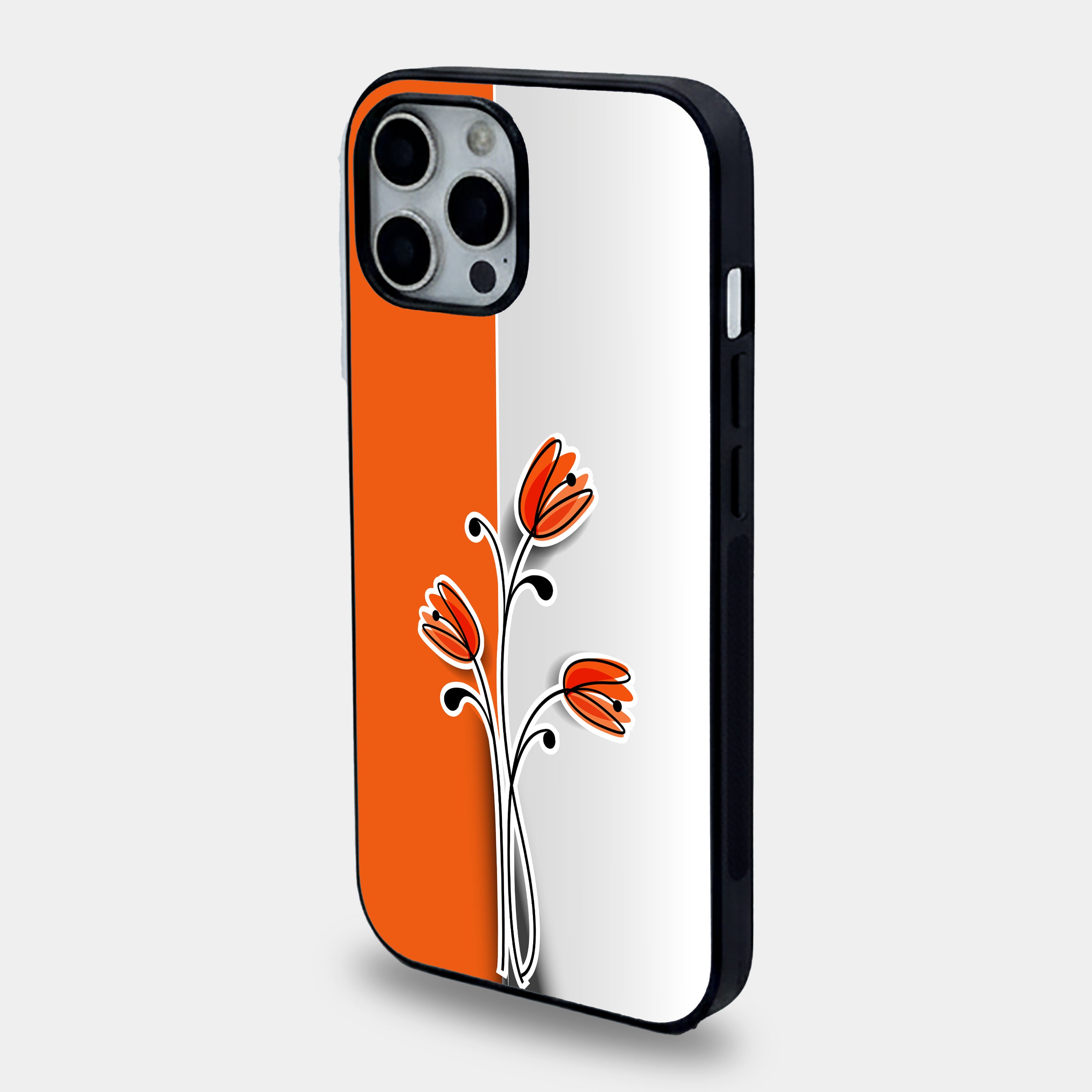 Crimson Bloom Split Floral | Premium Glass iPhone Mobile Cover Case