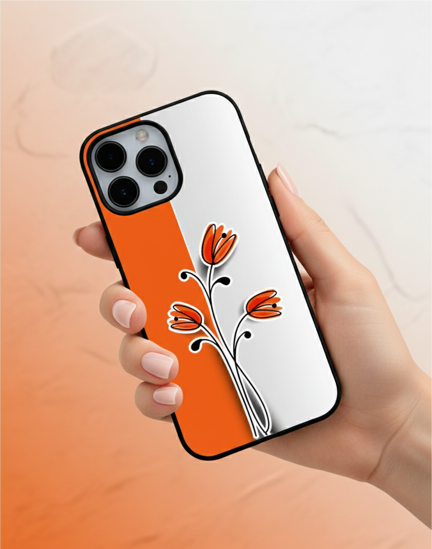 Crimson Bloom Split Floral | Premium Glass iPhone Mobile Cover Case