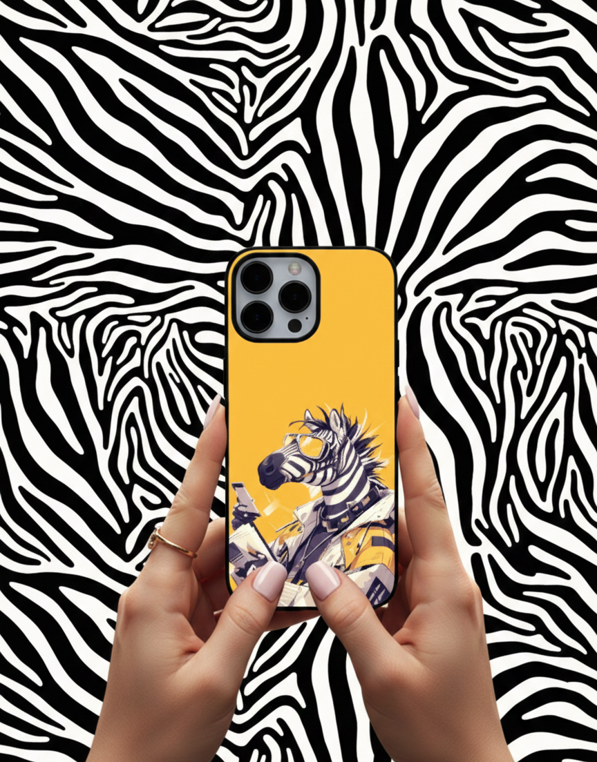 Cool Zebra Vibes| Premium Glass iPhone Mobile Cover Case