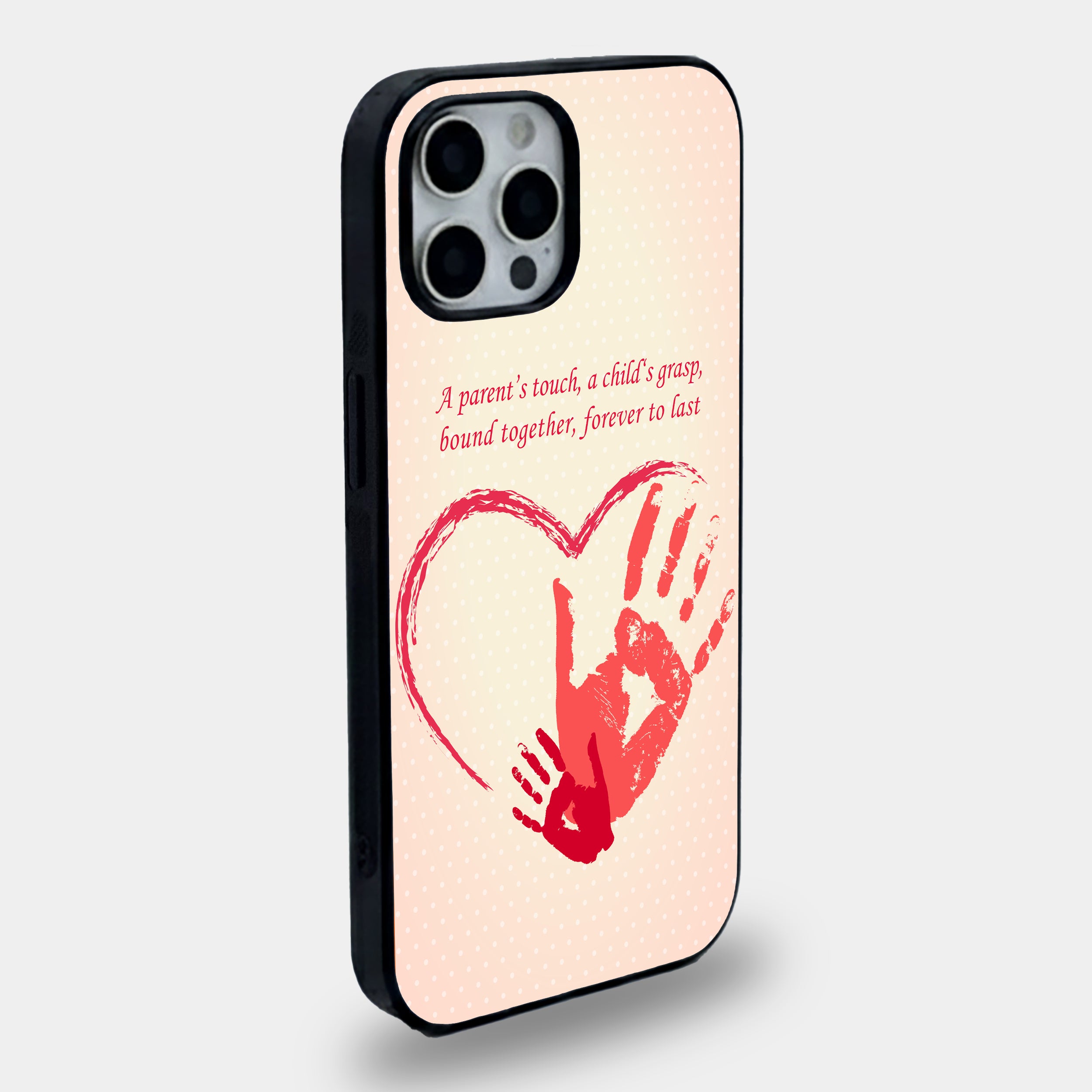 Parent & Child Handprint Heart | Premium Glass iPhone Mobile Cover Case