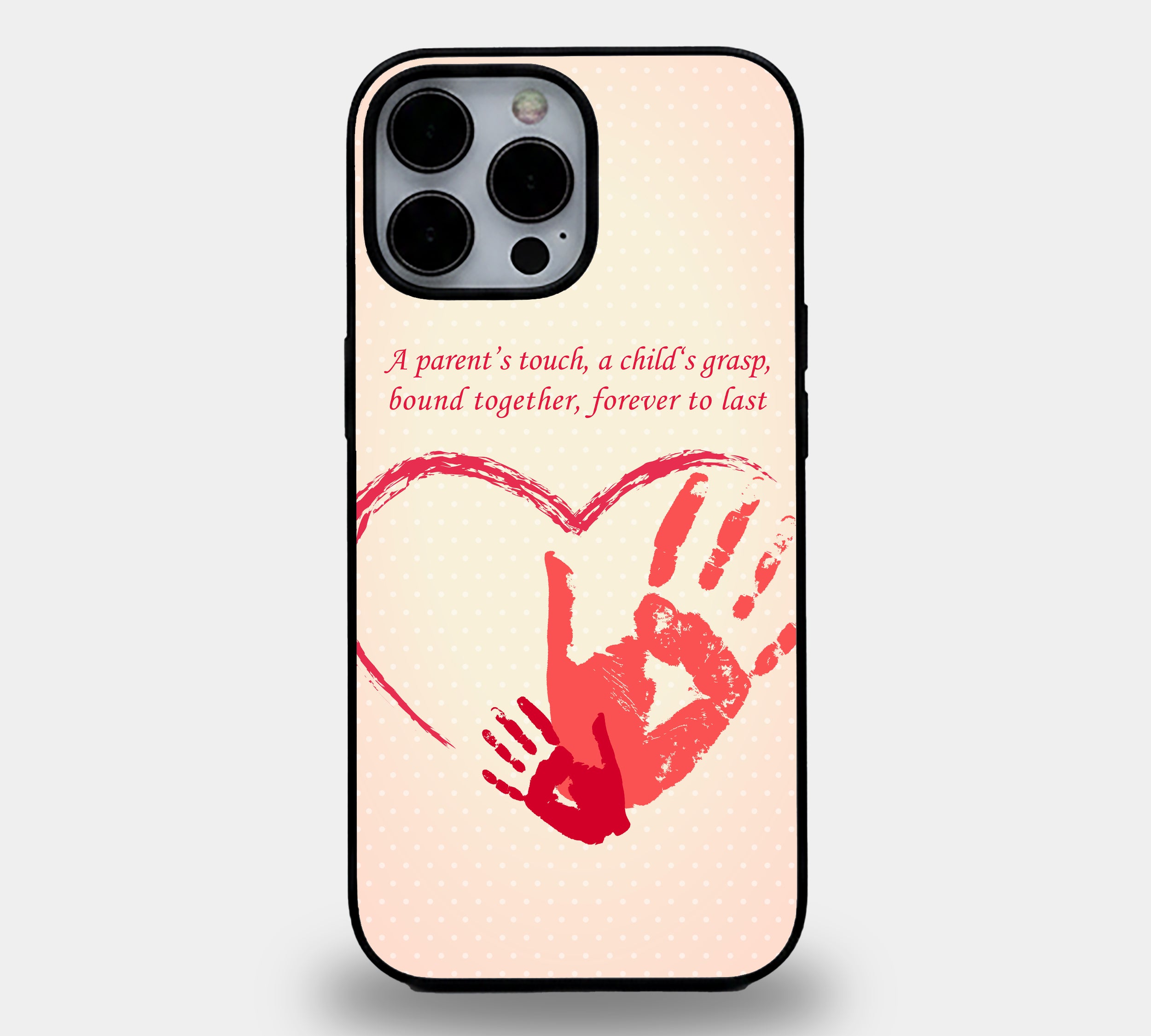 Parent & Child Handprint Heart | Premium Glass iPhone Mobile Cover Case