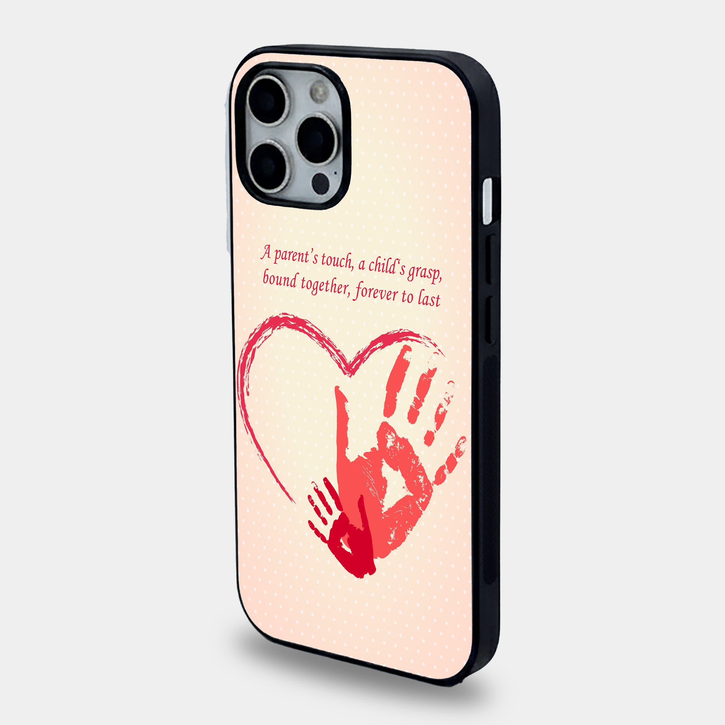 Parent & Child Handprint Heart | Premium Glass iPhone Mobile Cover Case