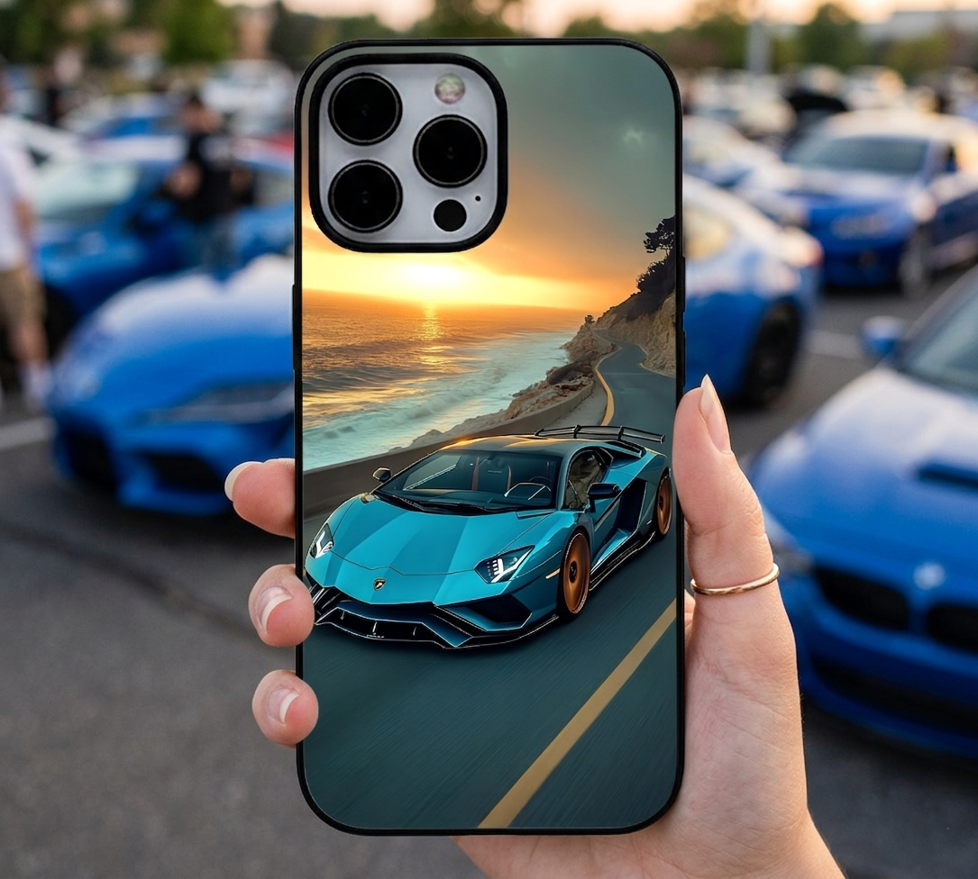 Cyan Lamborghini Ocean Coast Case