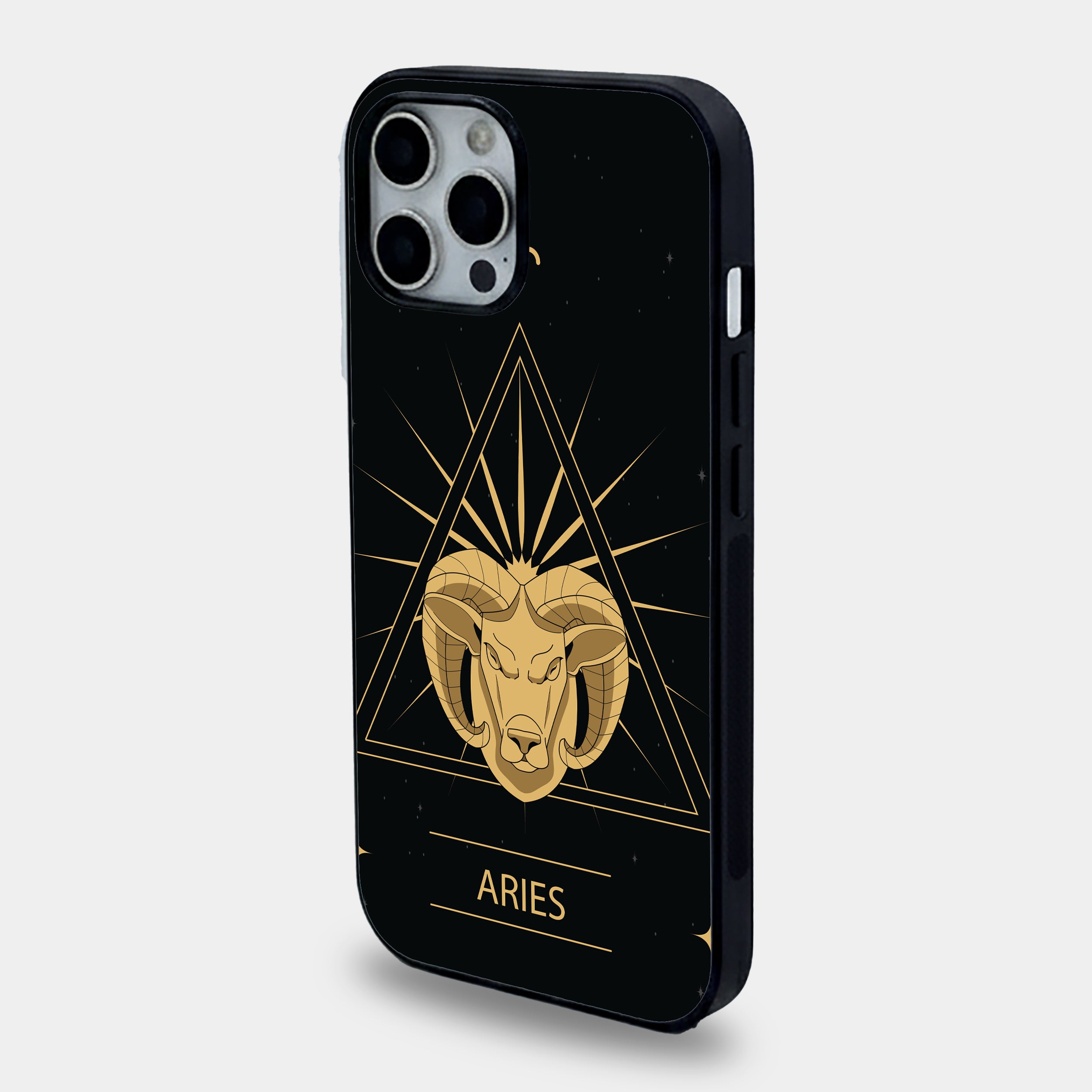 Aries Gold Geometric Ram Edition | Premium Glass iPhone Mobile Cover Case