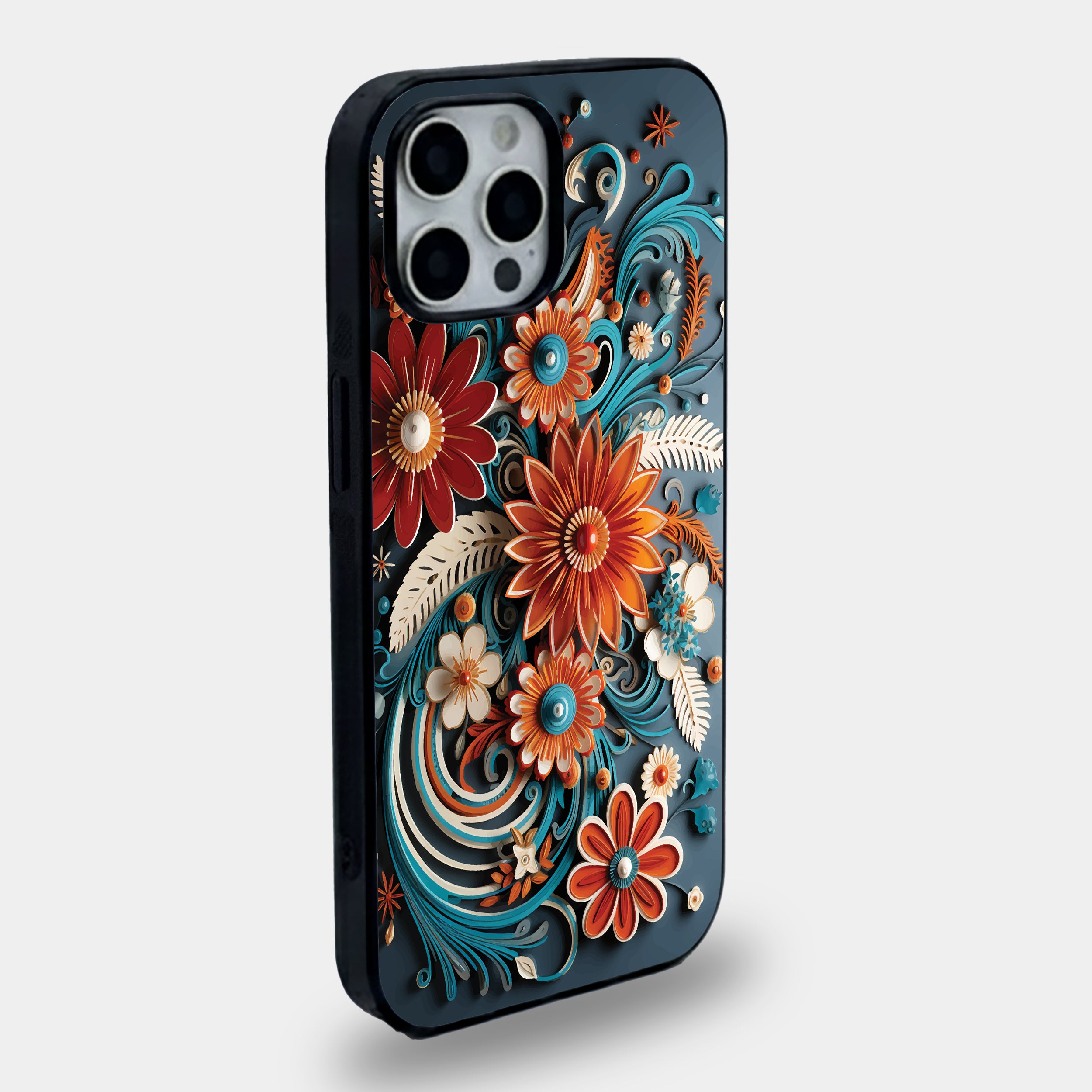 3D Paper-Quilled Floral Art | Premium Glass iPhone Mobile Cover Case