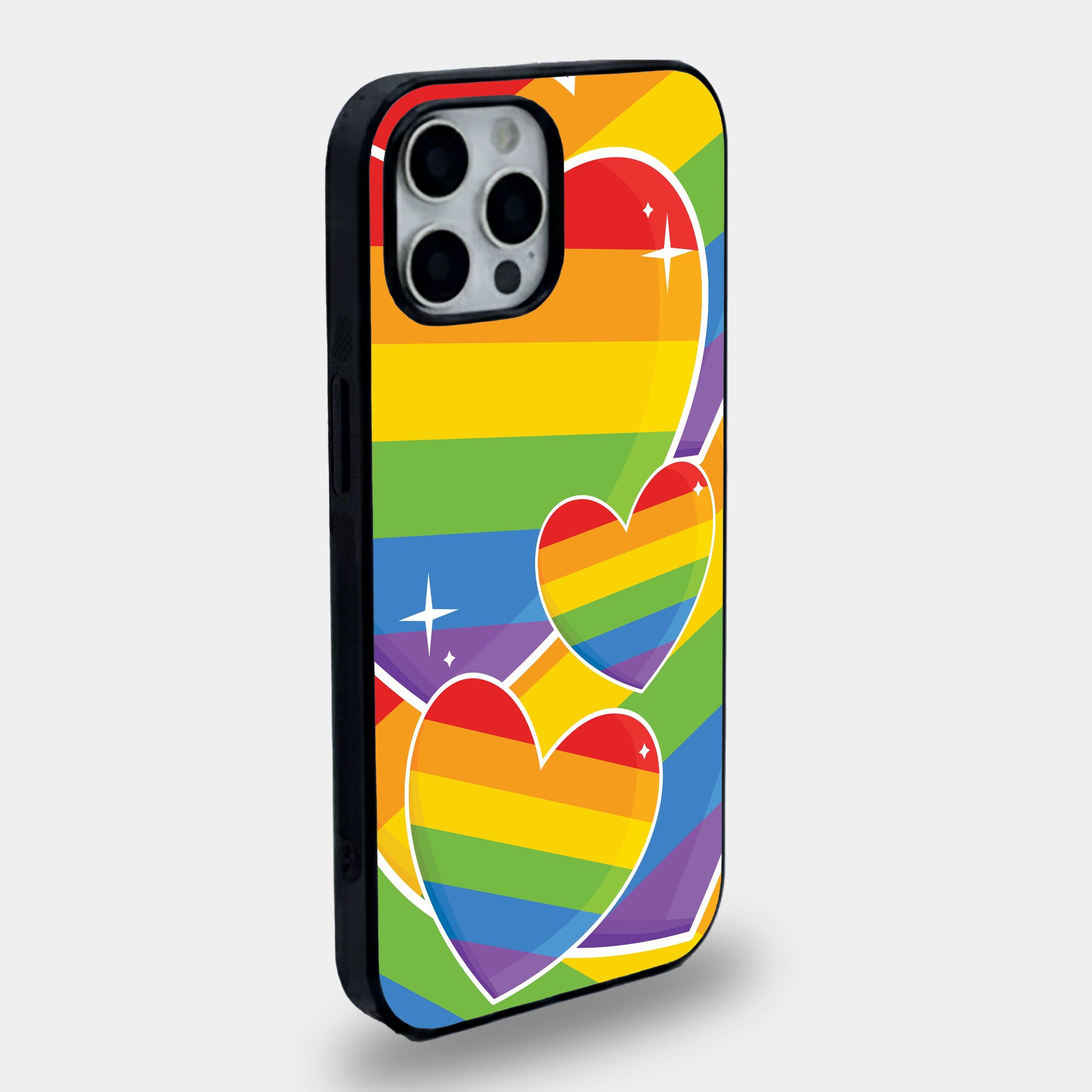 Rainbow Hearts Pride Edition | Premium Glass iPhone Mobile Cover Case