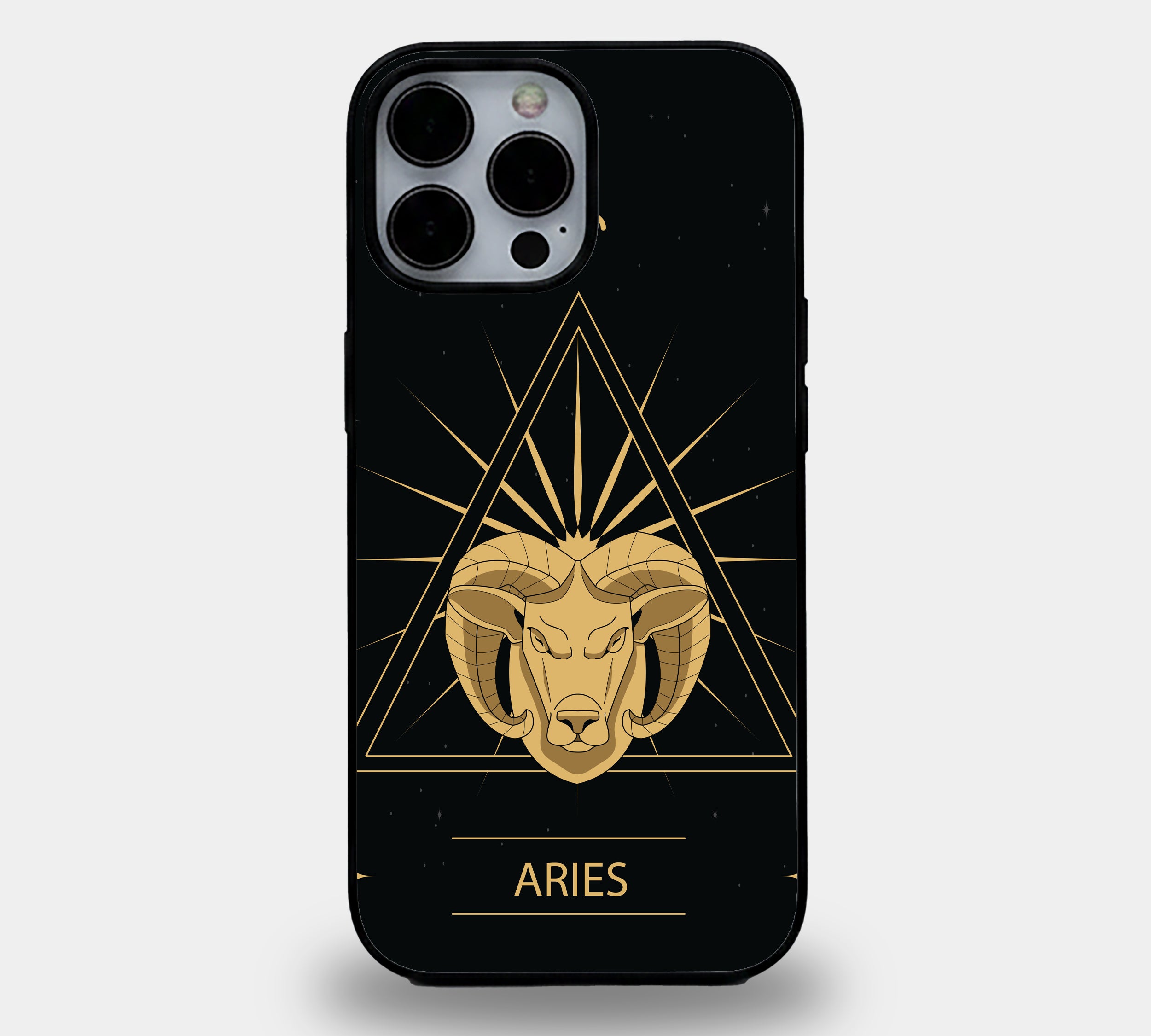 Aries Gold Geometric Ram Edition | Premium Glass iPhone Mobile Cover Case