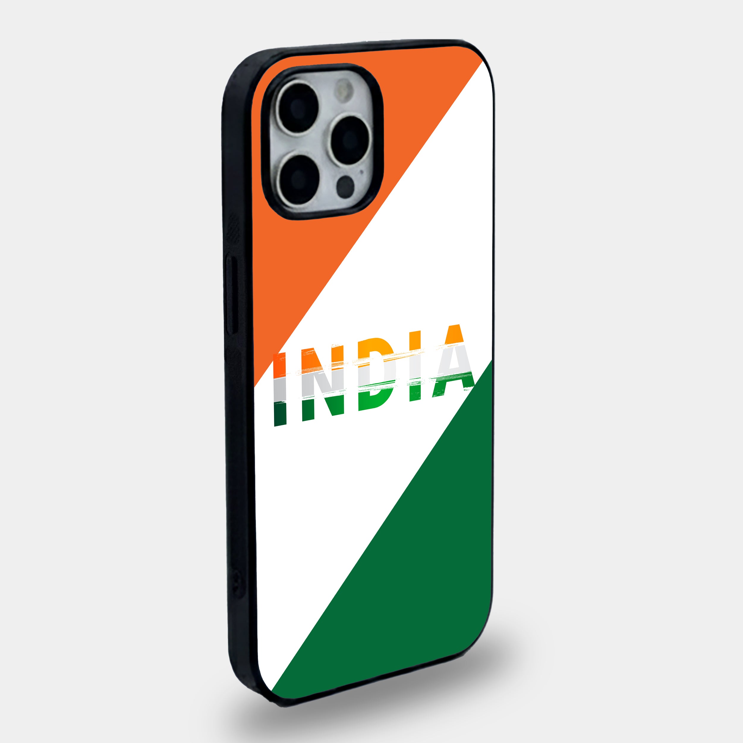 India Diagonal Flag | Premium Glass iPhone Mobile Cover Case