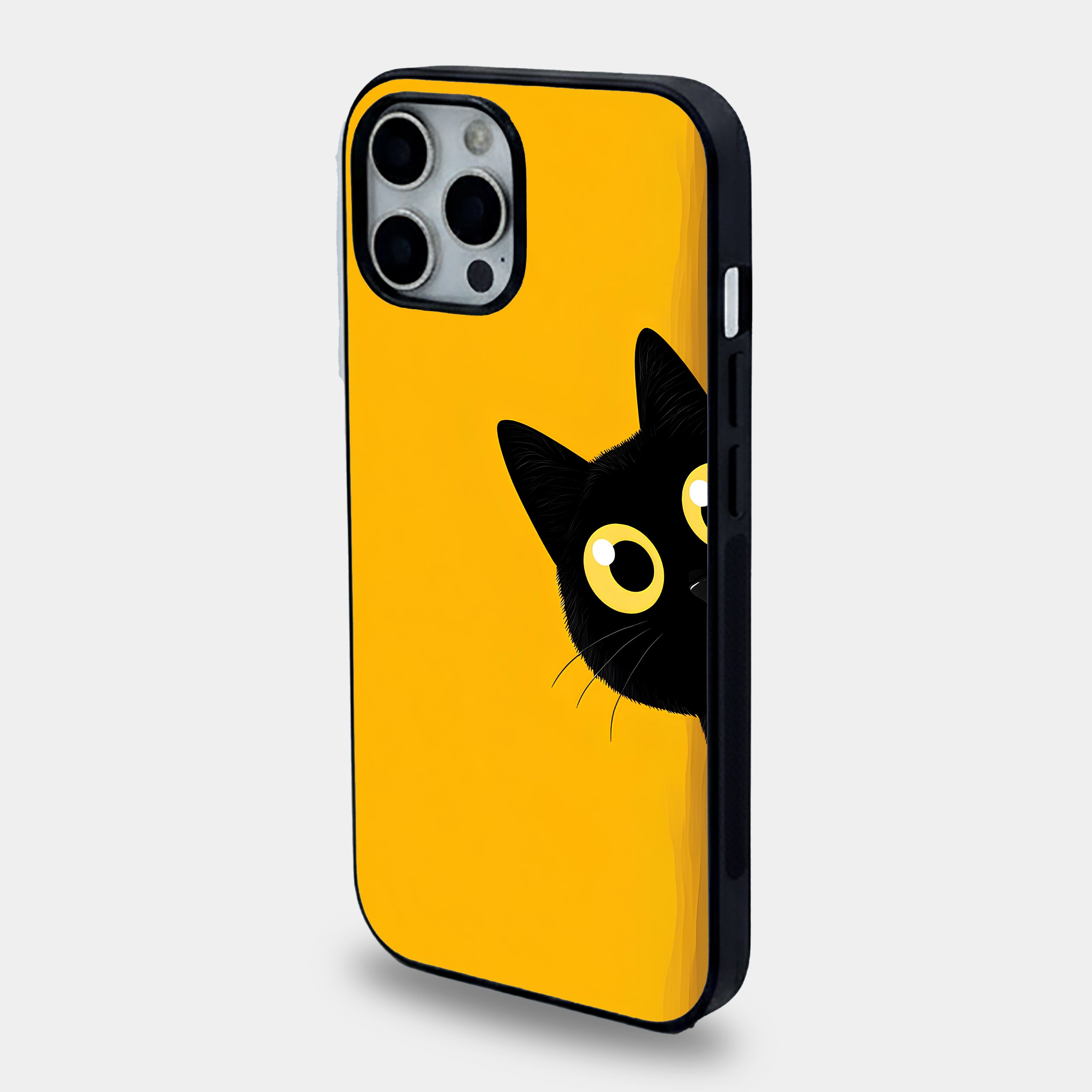 Peeking Minimalist Black Cat | Premium Glass iPhone & Samsung Mobile Cover Case