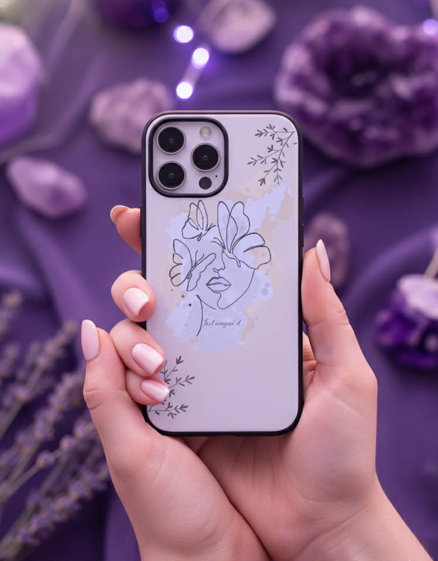 Ethereal Butterfly Line Art | Premium Glass iPhone Mobile Cover Case