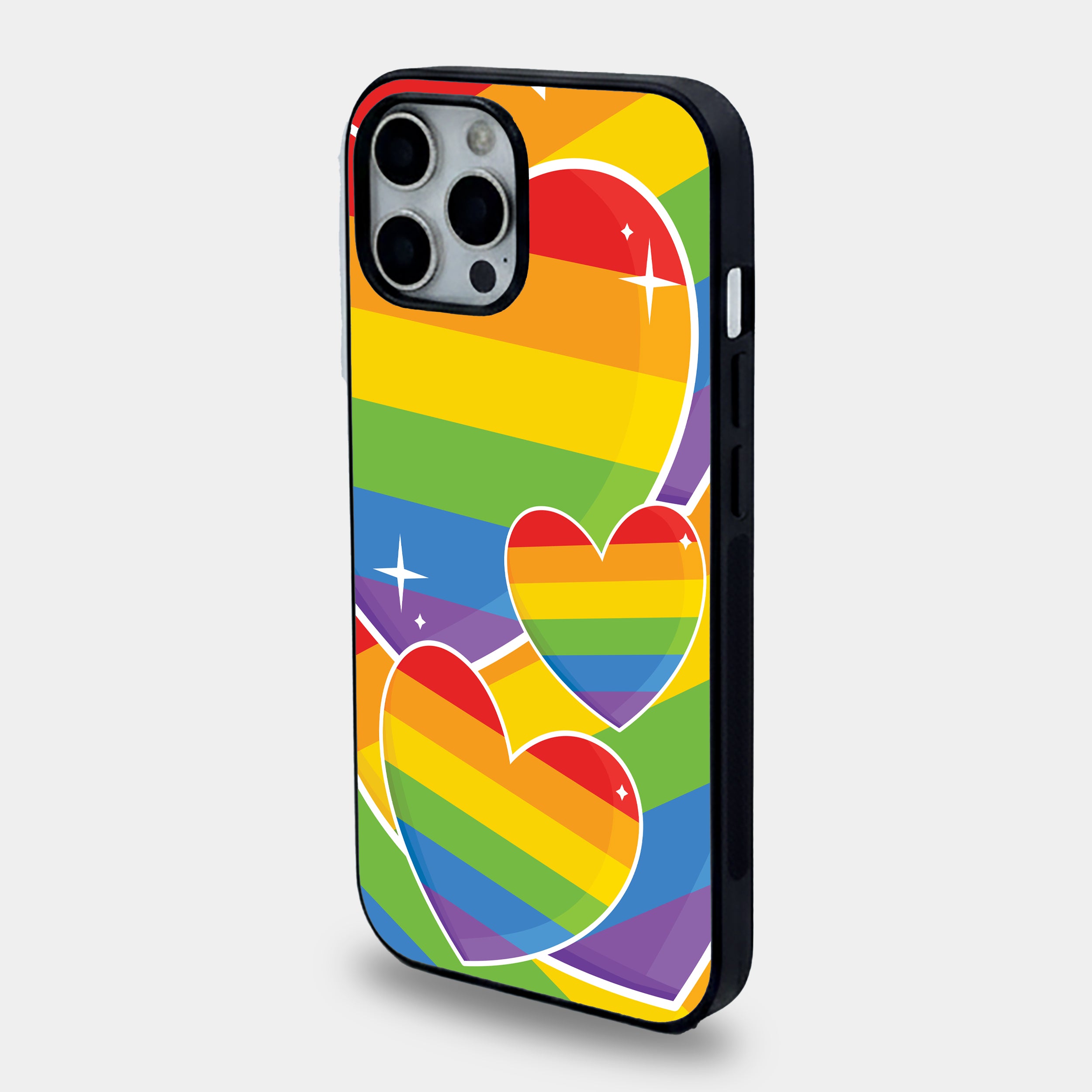 Rainbow Hearts Pride Edition | Premium Glass iPhone Mobile Cover Case